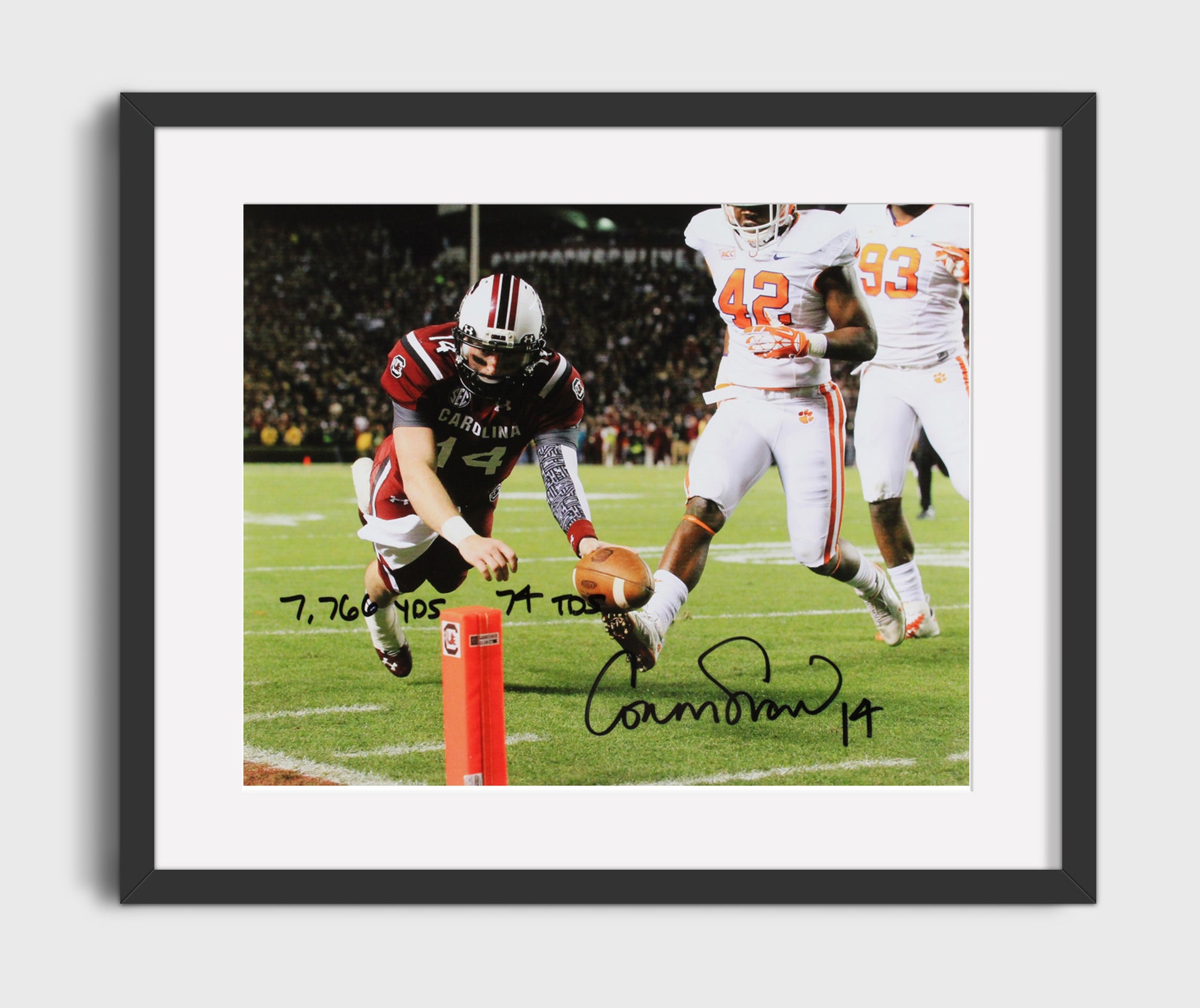 South Carolina Football - Connor Shaw Goal Line Extension 8x10 Gallery Frame college football wall art