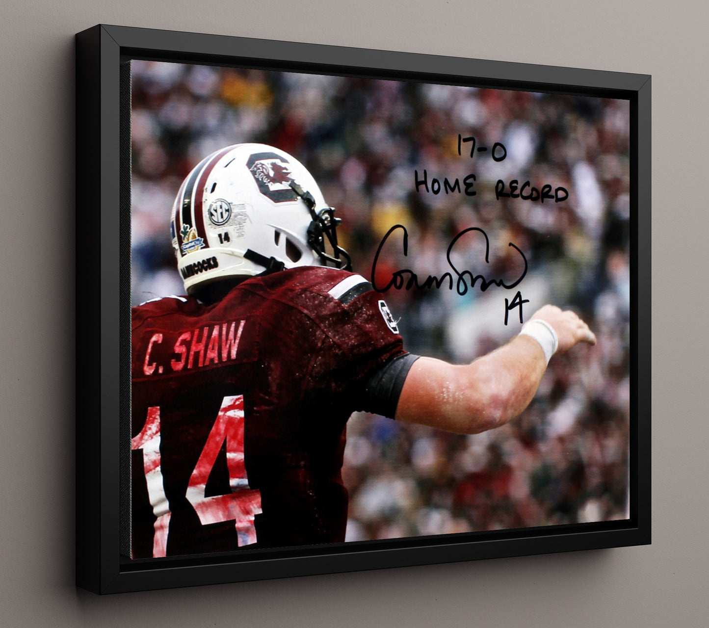 South Carolina Football - Connor Shaw Undefeated Home Command 8x10 Framed Canvas college football wall art