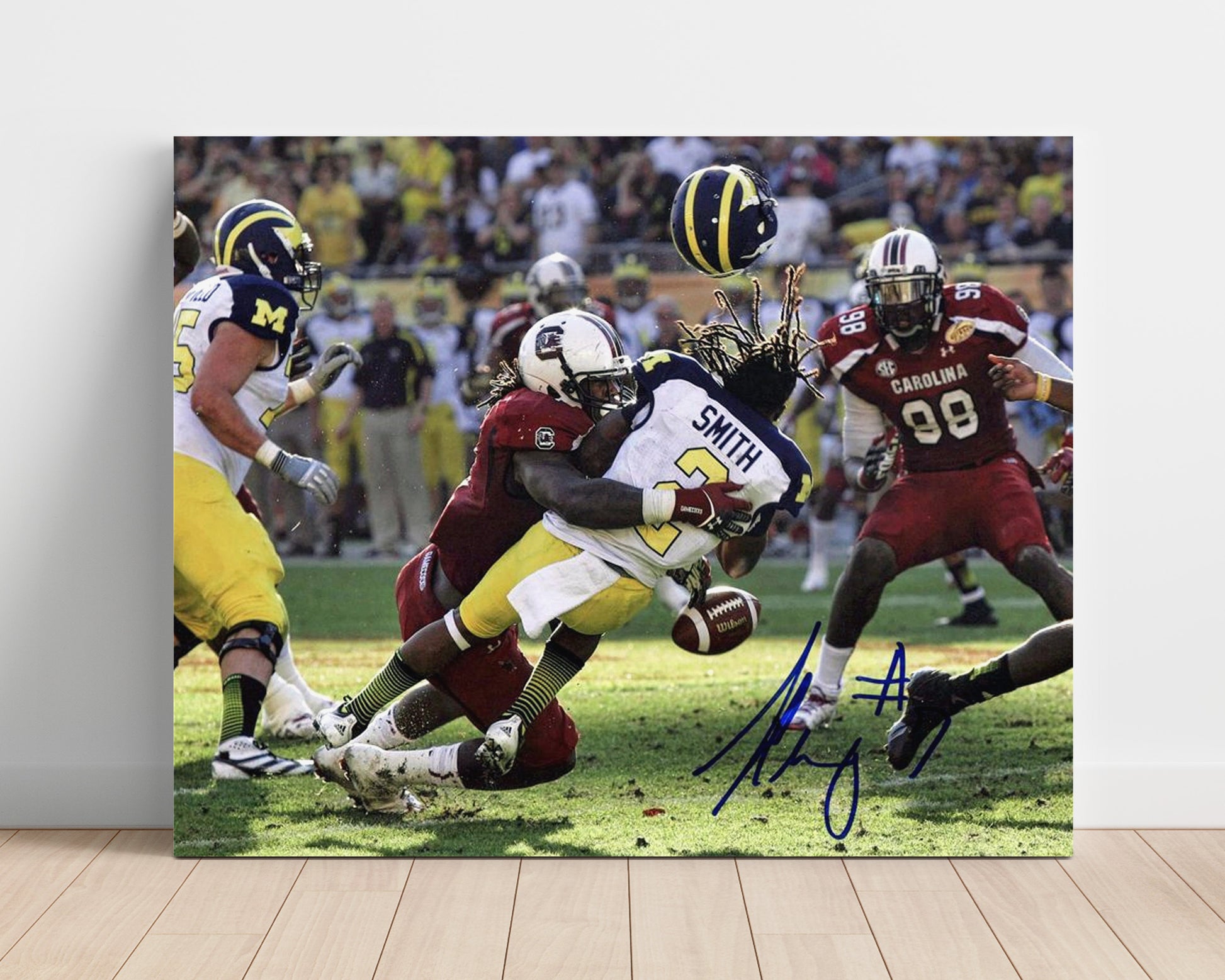 South Carolina Football Jadeveon Clowney Big Hit Play College Football Wall Art 16x20 Unframed Print wall art print – College Football decor