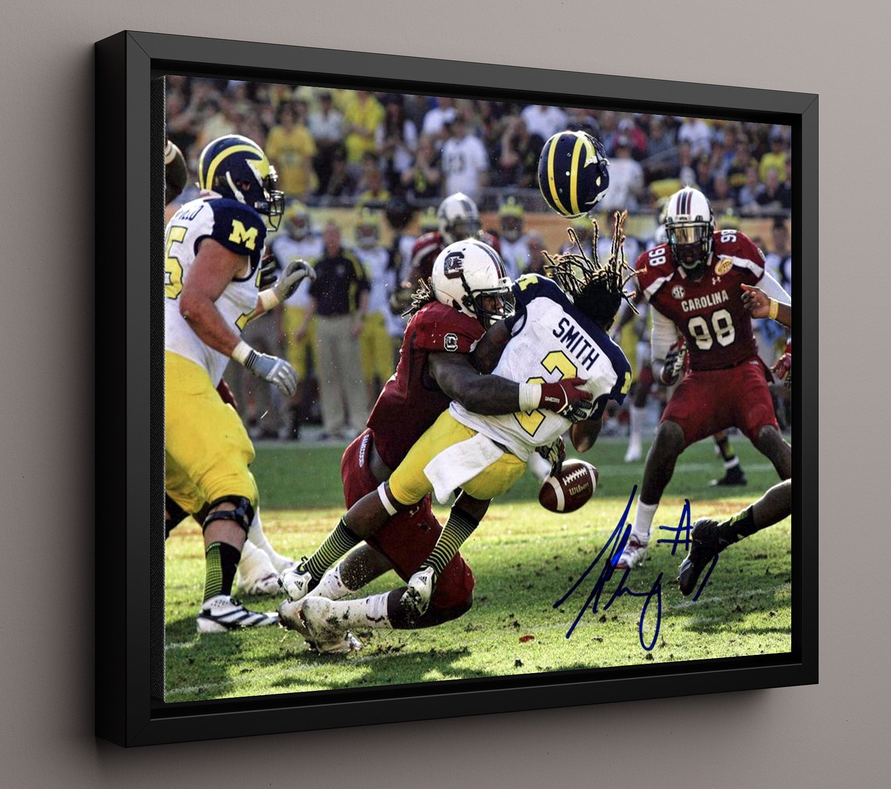 South Carolina Football - Jadeveon Clowney Big Hit Play 8x10 Framed Canvas college football wall art