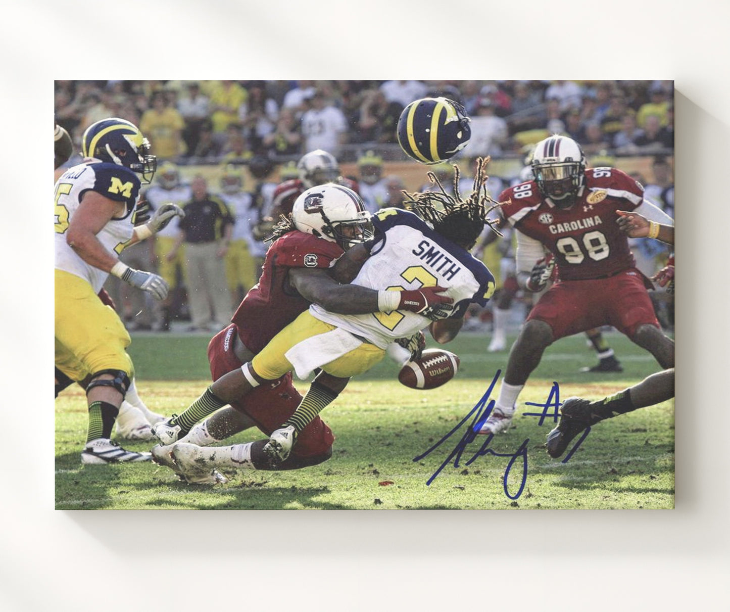 South Carolina Football - Jadeveon Clowney Big Hit Play 8x10 Canvas college football wall art