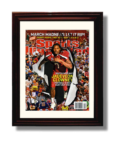 South Carolina Football Jadeveon Clowney Gamecocks Explosive Pass Rush Spotlight 2013 SI 8x10 Beveled Frame wall art print – College Football decor