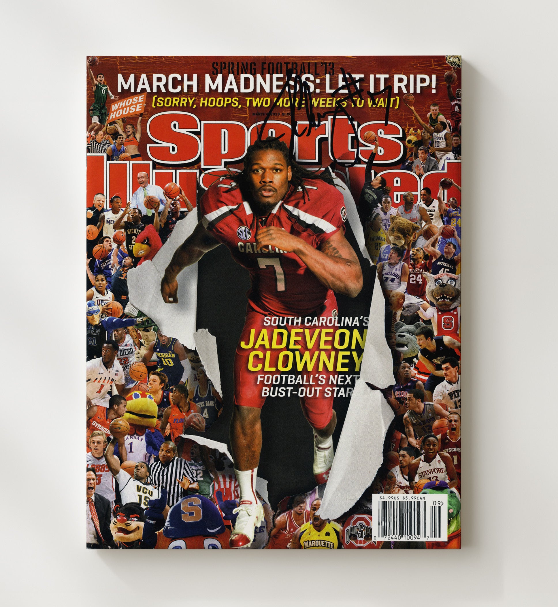 South Carolina Football - Jadeveon Clowney Gamecocks Explosive Pass Rush Spotlight 2013 SI 8x10 Canvas college football wall art