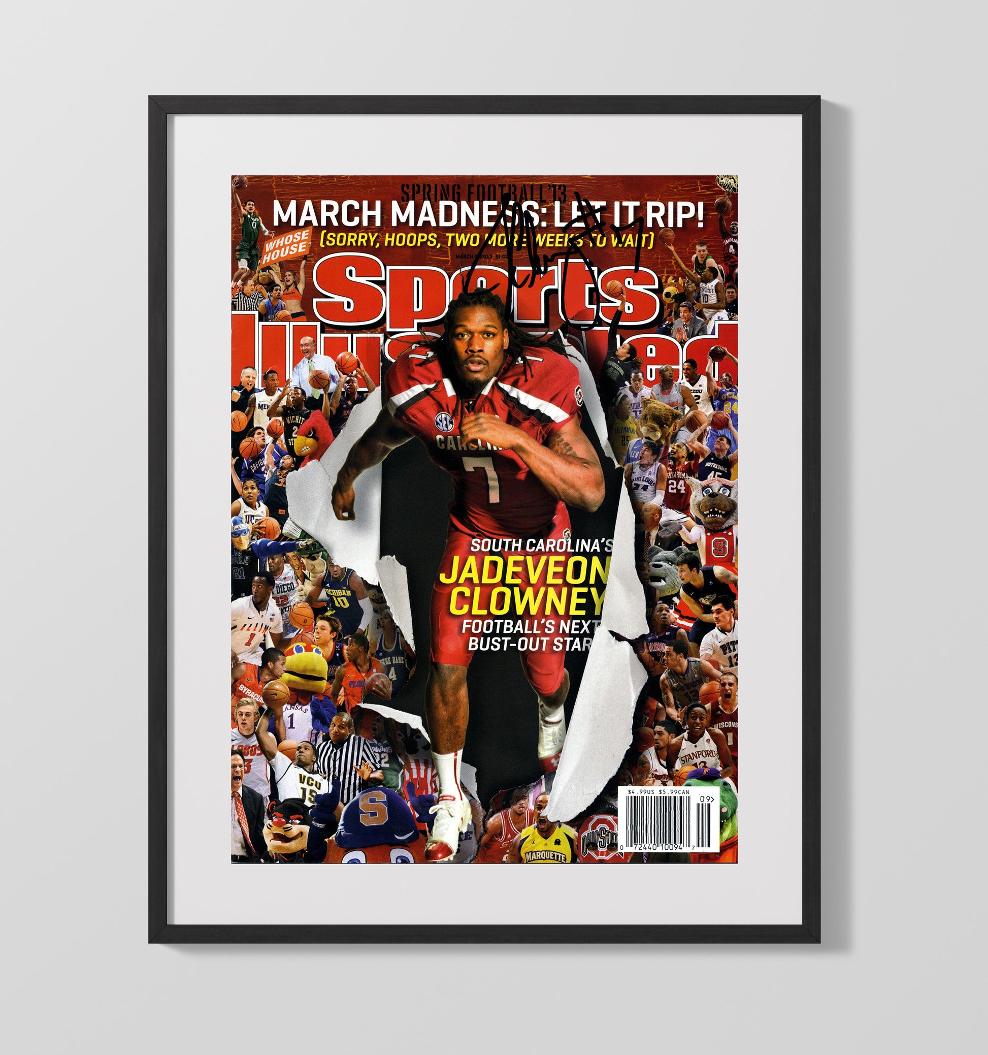 South Carolina Football Jadeveon Clowney Gamecocks Explosive Pass Rush Spotlight 2013 SI 16x20 Gallery Frame wall art print – College Football decor