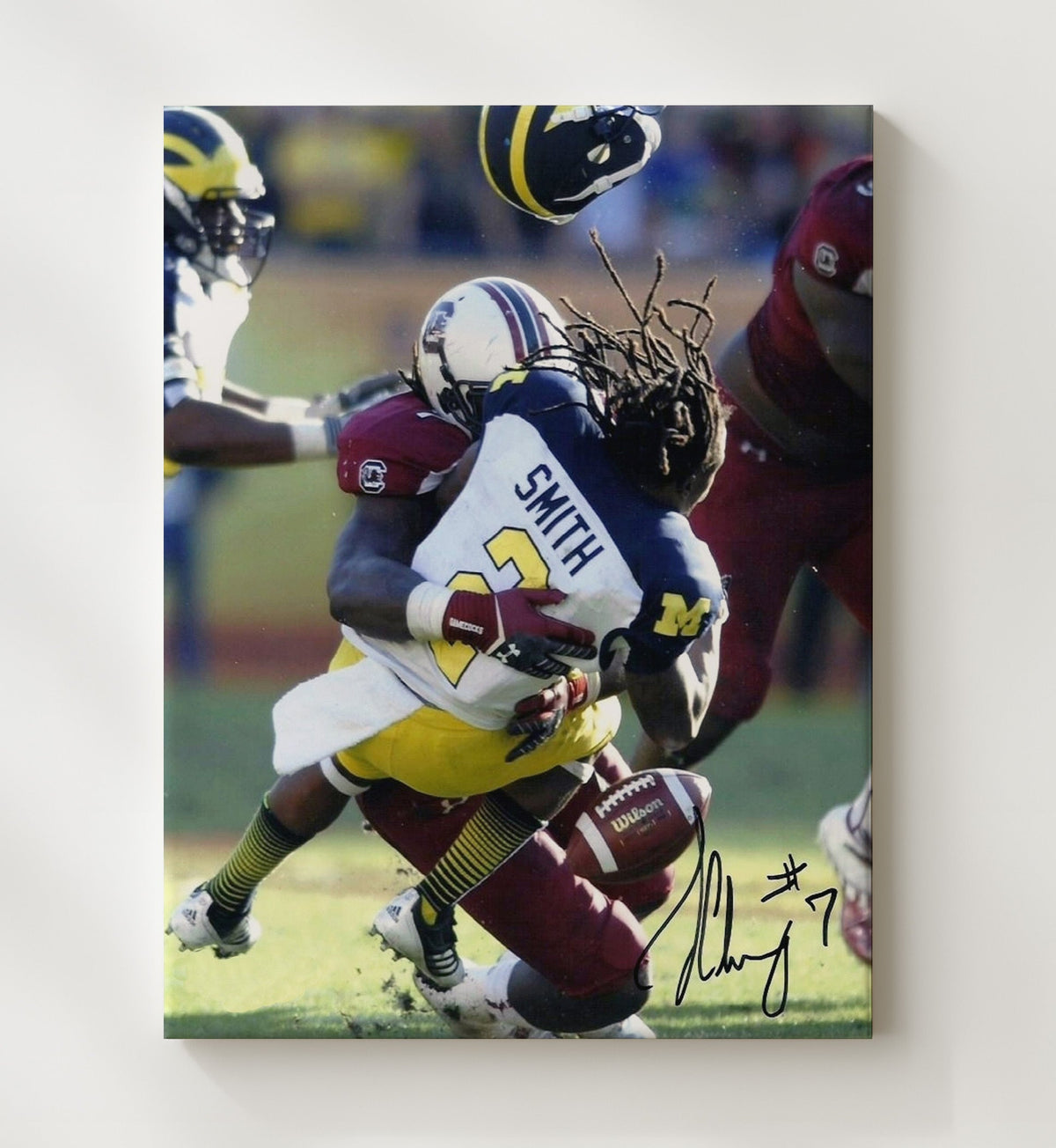 South Carolina Football - Jadeveon Clowney The Hit Michigan Impact Play 8x10 Canvas college football wall art