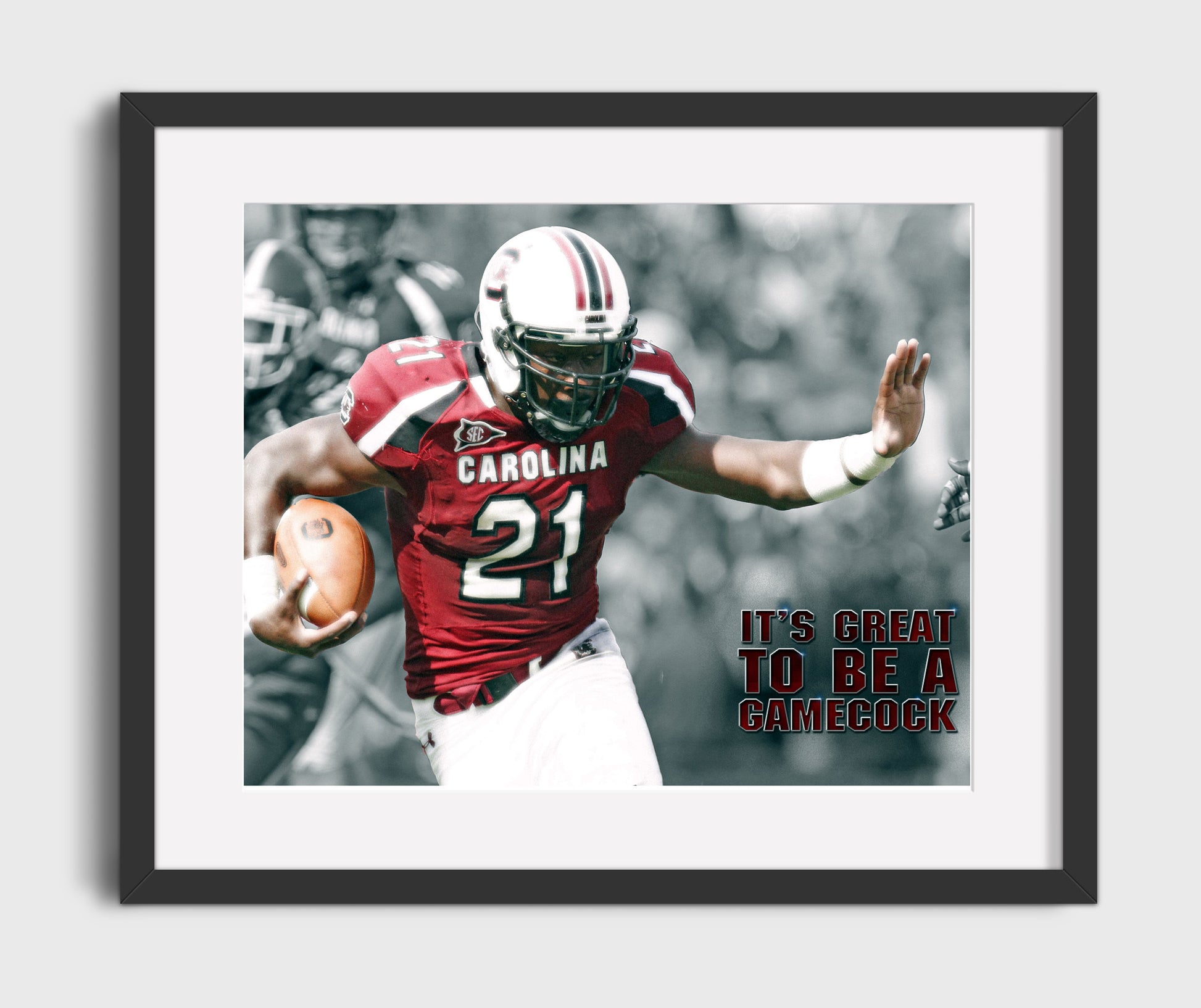 South Carolina Football Marcus Lattimore Explosive Breakaway College Football Wall Art 16x20 Gallery Frame wall art print – College Football decor