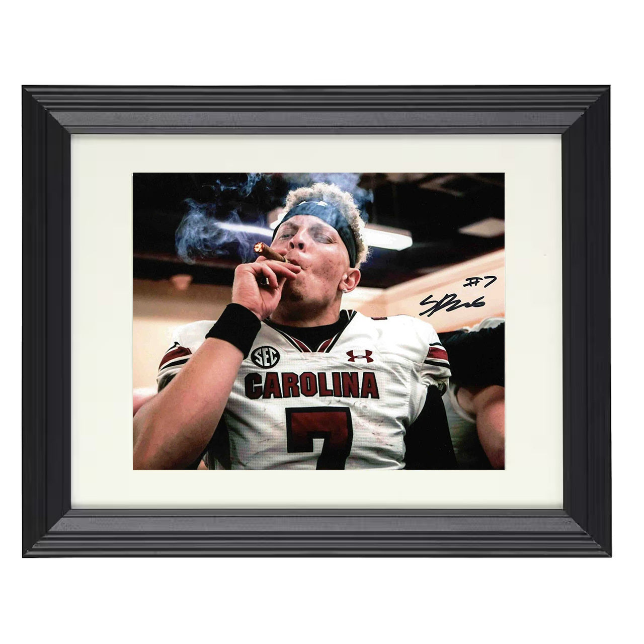 South Carolina Spencer Rattler Locker Victory Cigar 8x10 black beveled frame college football wall art