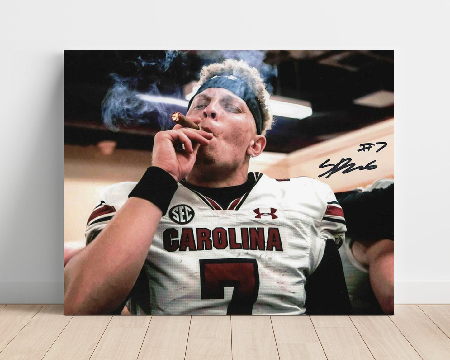 South Carolina Football Spencer Rattler Locker Victory Cigar College Football Wall Art 16x20 Unframed Print wall art print – College Football decor