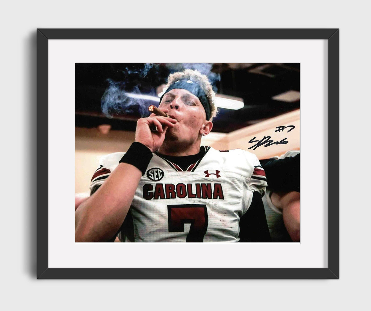 South Carolina Football - Spencer Rattler Locker Victory Cigar 8x10 Gallery Frame college football wall art