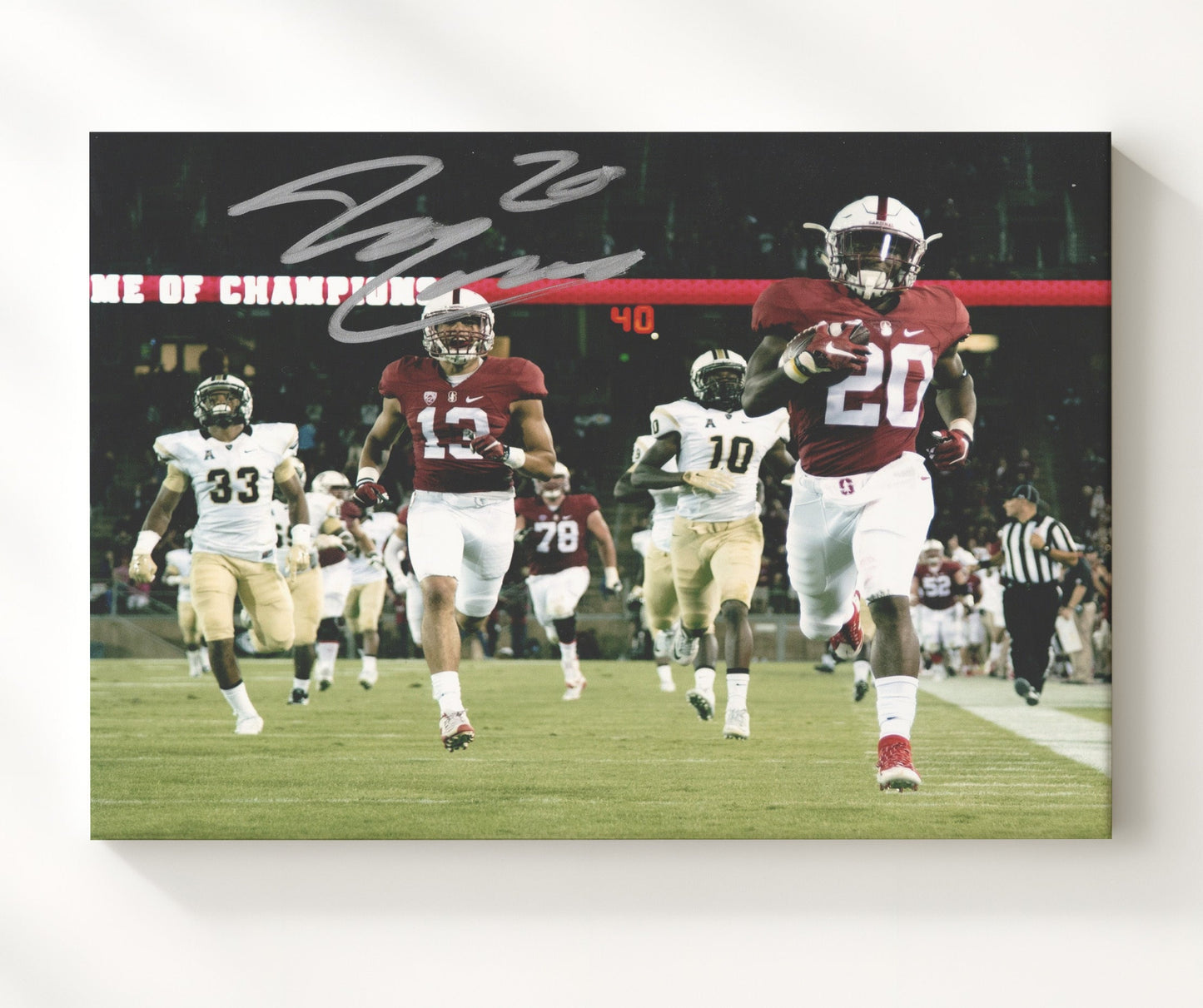 Stanford Football - Bryce Love Breakaway Touchdown Burst 8x10 Canvas college football wall art