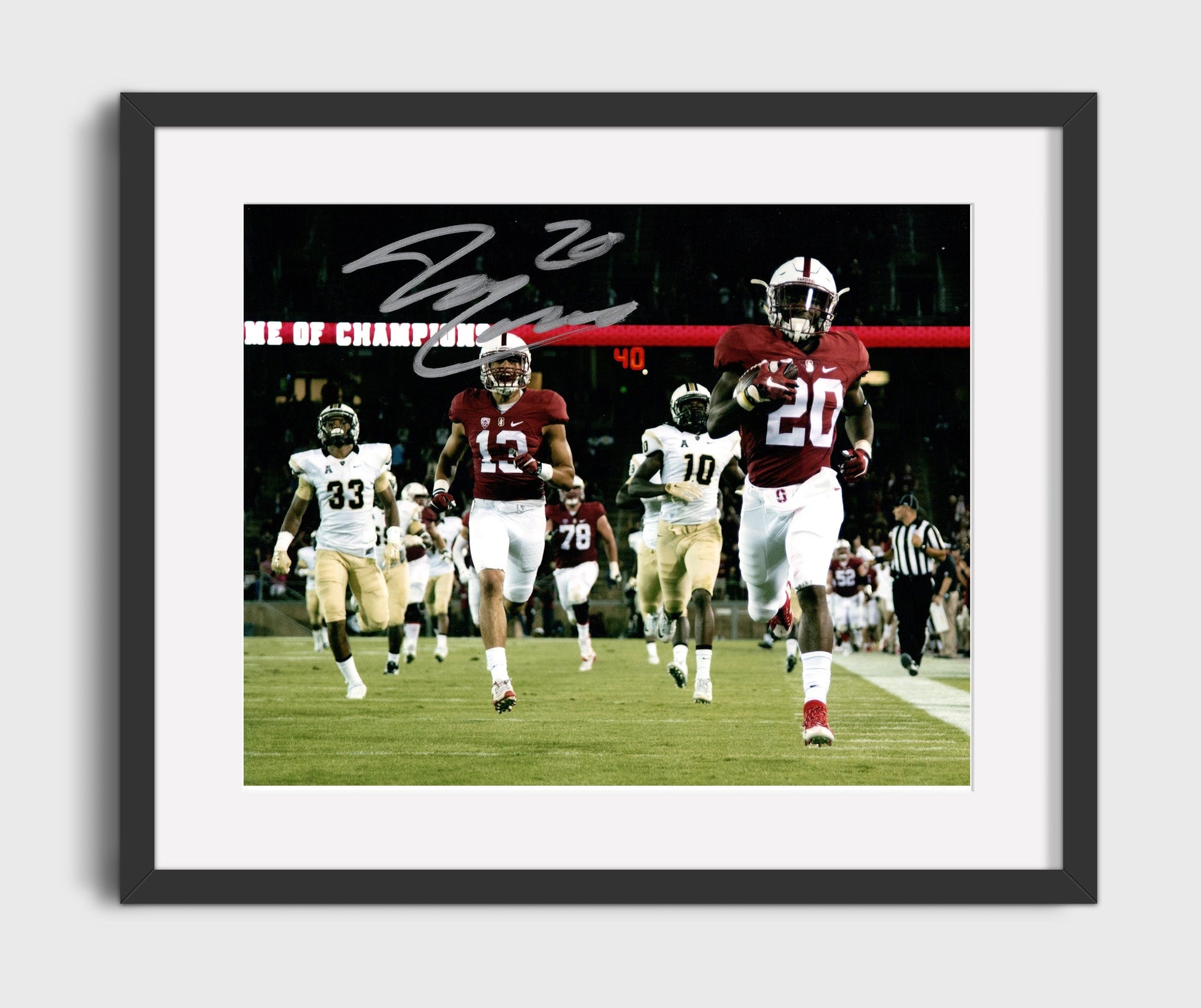 Stanford Football - Bryce Love Breakaway Touchdown Burst 8x10 Gallery Frame college football wall art