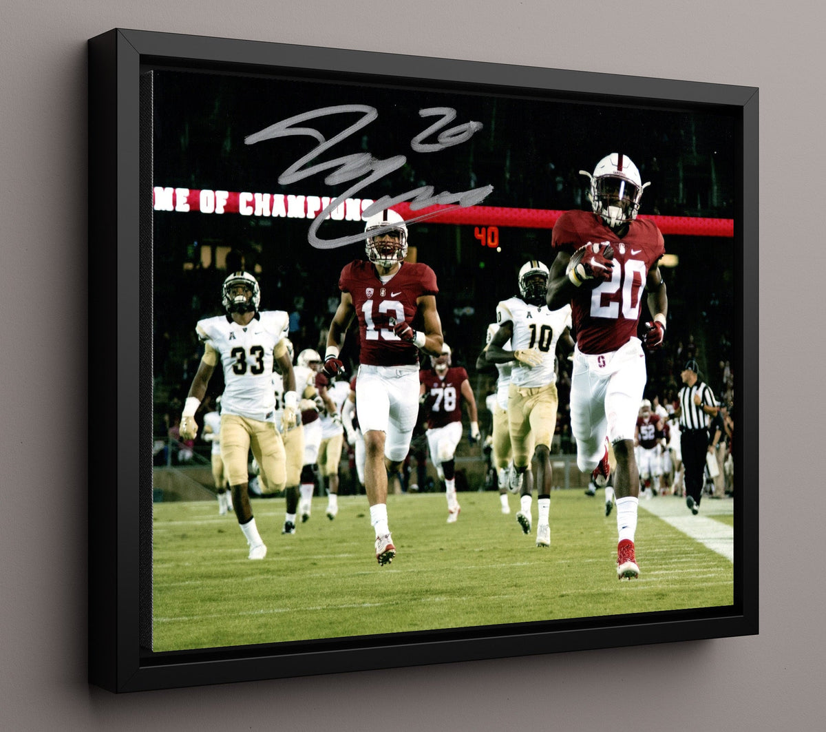 Stanford Football - Bryce Love Breakaway Touchdown Burst 8x10 Framed Canvas college football wall art