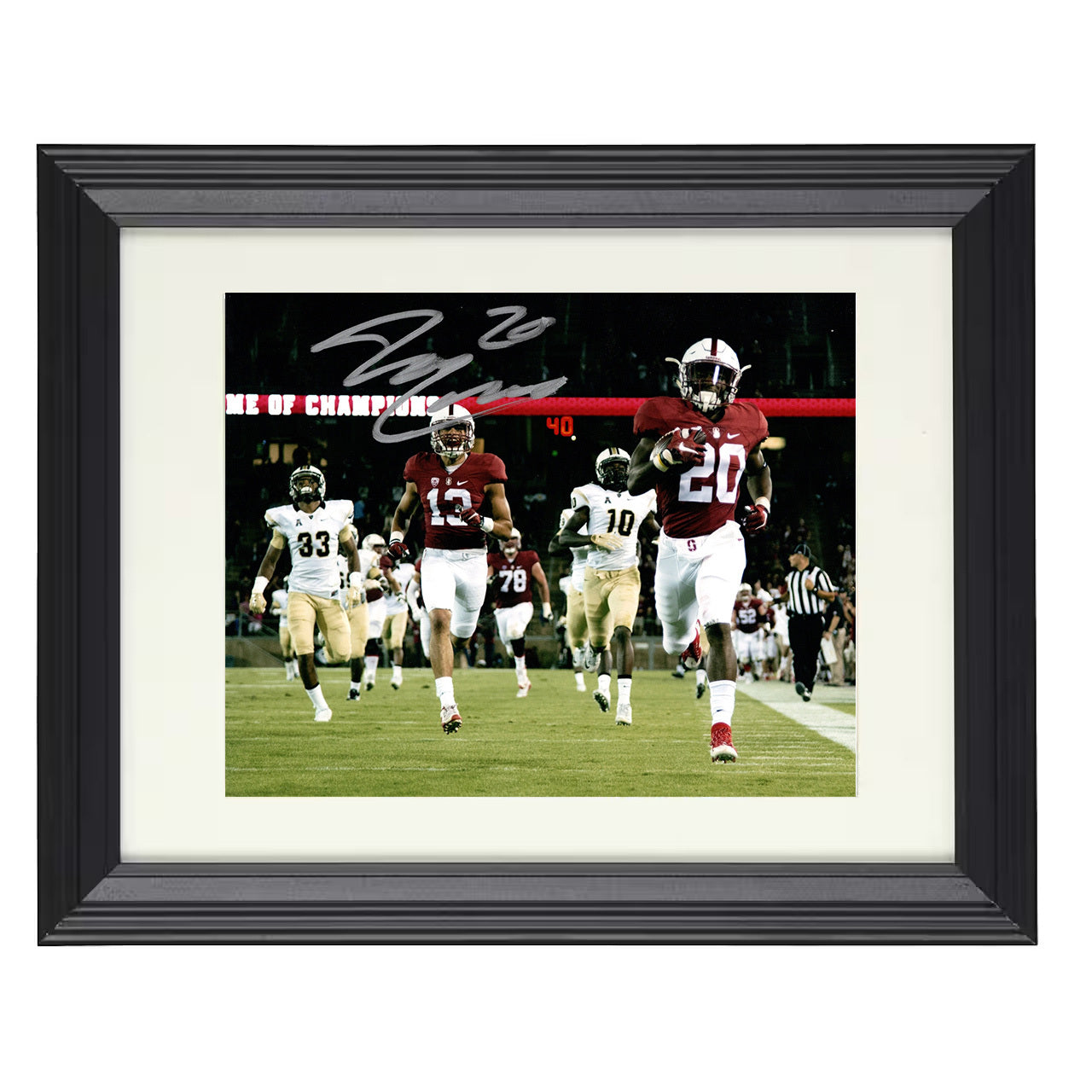 Stanford Football Bryce Love Breakaway Touchdown Burst 8x10 black beveled frame college football wall art