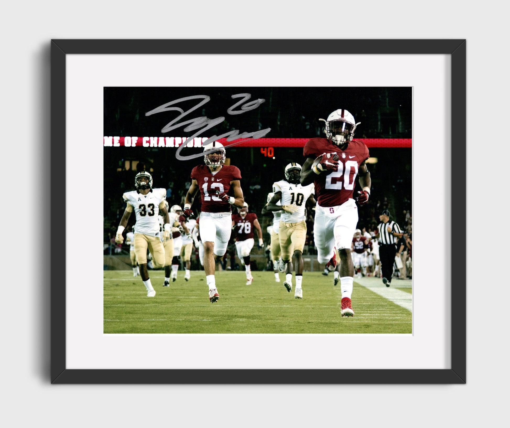Stanford Football - Bryce Love Breakaway Touchdown Burst 8x10 Gallery Frame college football wall art