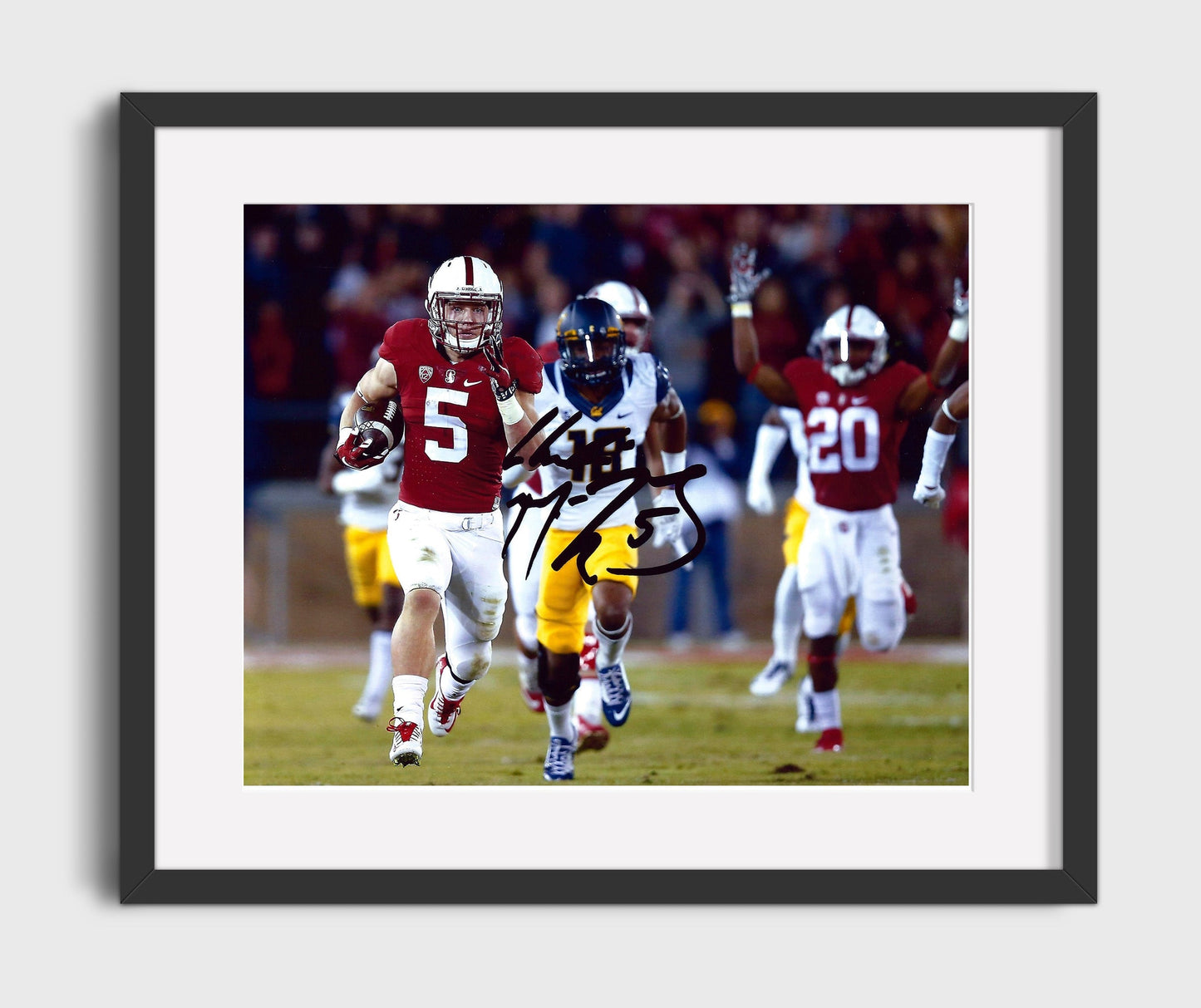 Stanford Football - Christian McCaffrey Explosive Open Field Run 8x10 Gallery Frame college football wall art