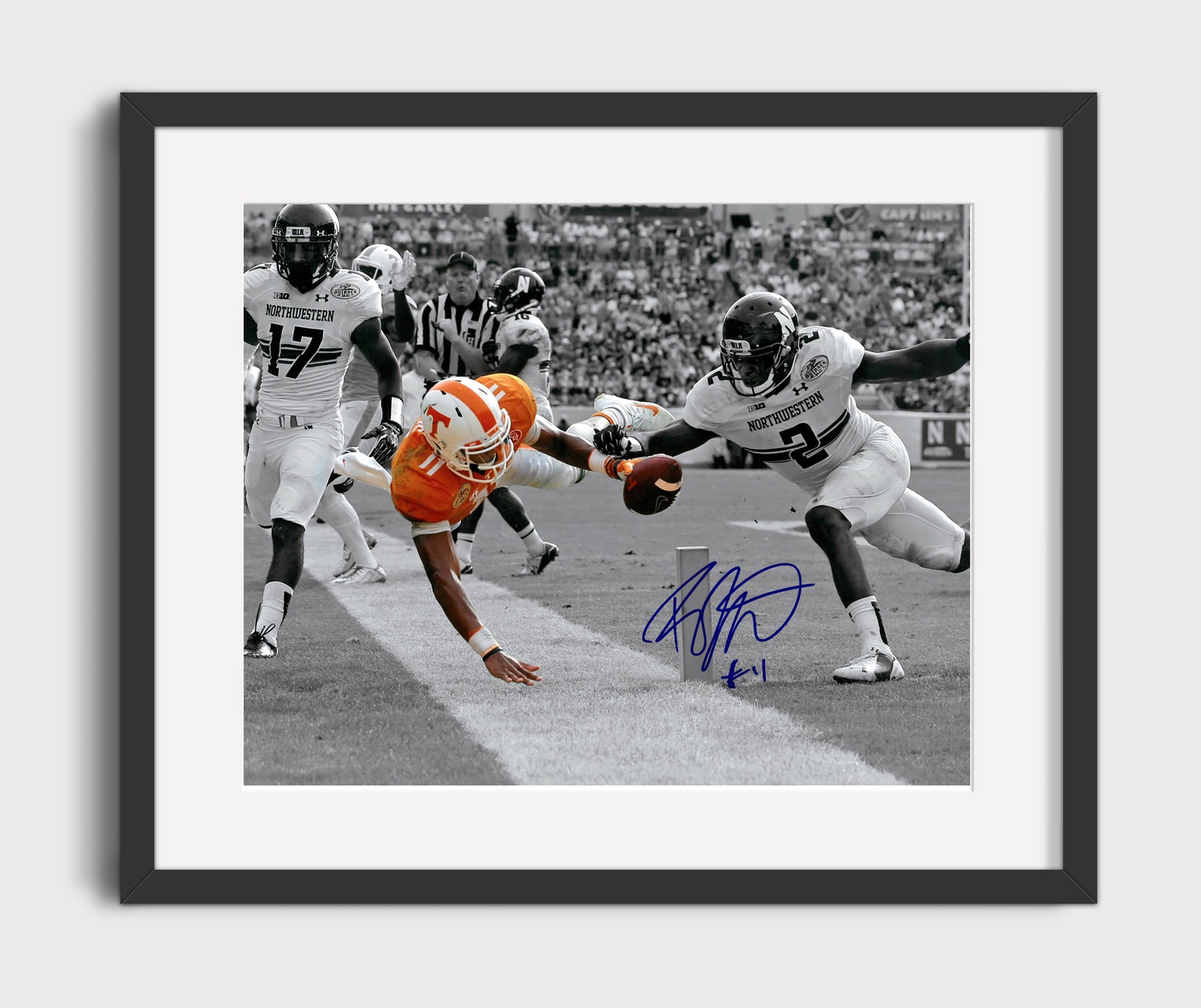 Tennessee Football - Josh Dobbs Goal Line Pylon Dive 8x10 Gallery Frame college football wall art
