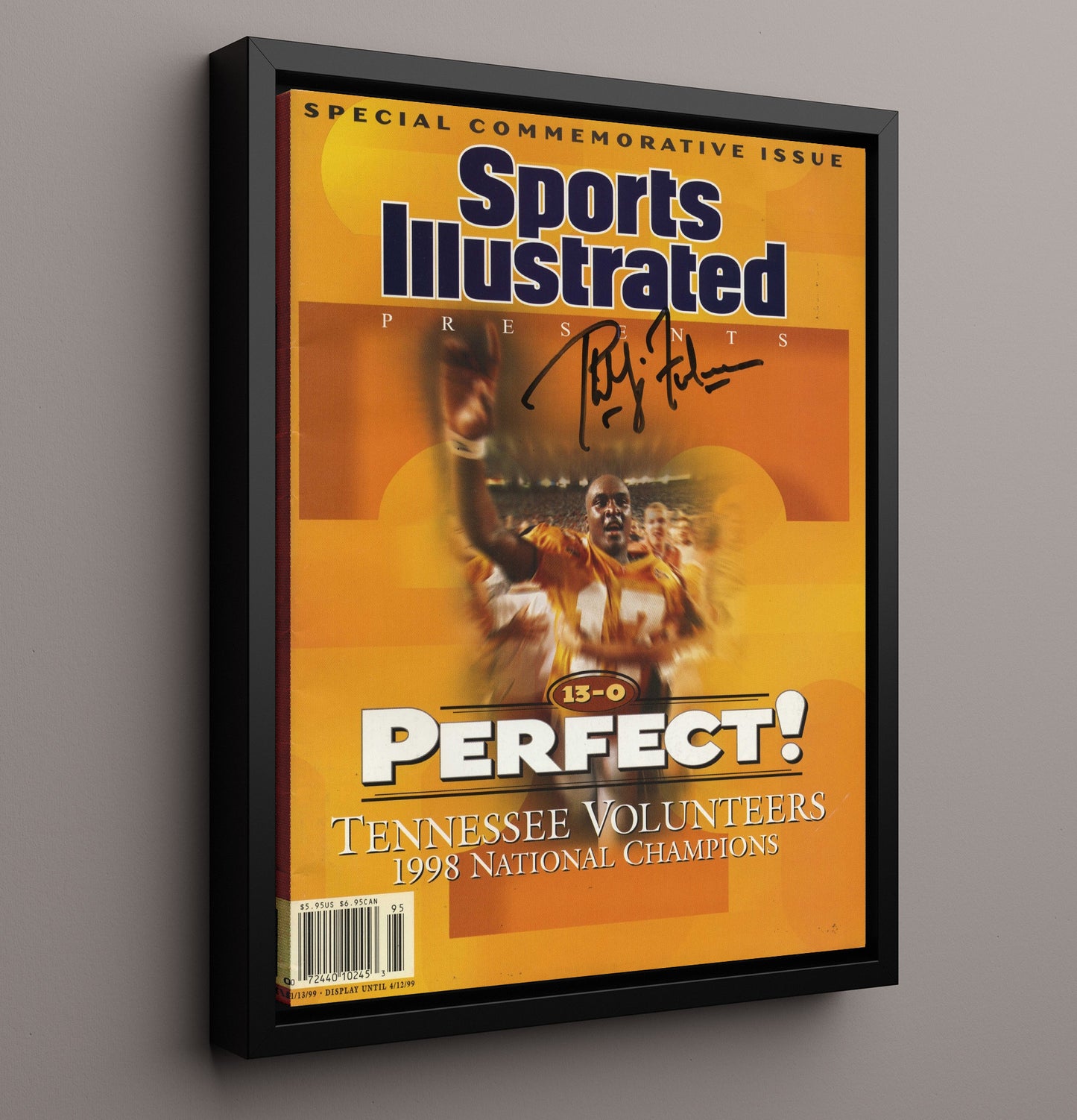 Tennessee Football Phillip Fulmer Perfect Season SI Special 1998 College Football Wall Art 16x20 Framed Canvas wall art print – College Football decor