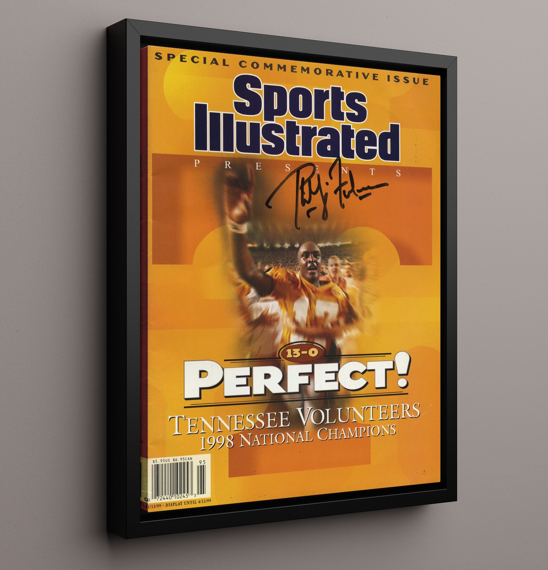 Tennessee Football Phillip Fulmer Perfect Season SI Special 1998 College Football Wall Art 16x20 Framed Canvas wall art print – College Football decor