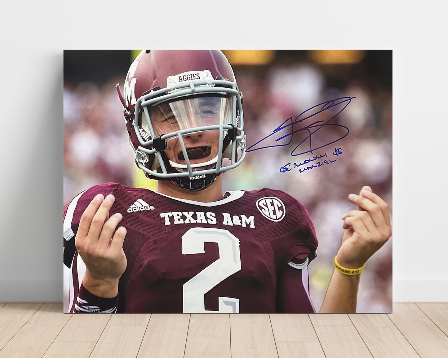 Texas AandM Johnny Manziel Money Sign Portrait College Football Wall Art 16x20 Unframed Print wall art print – College Football decor
