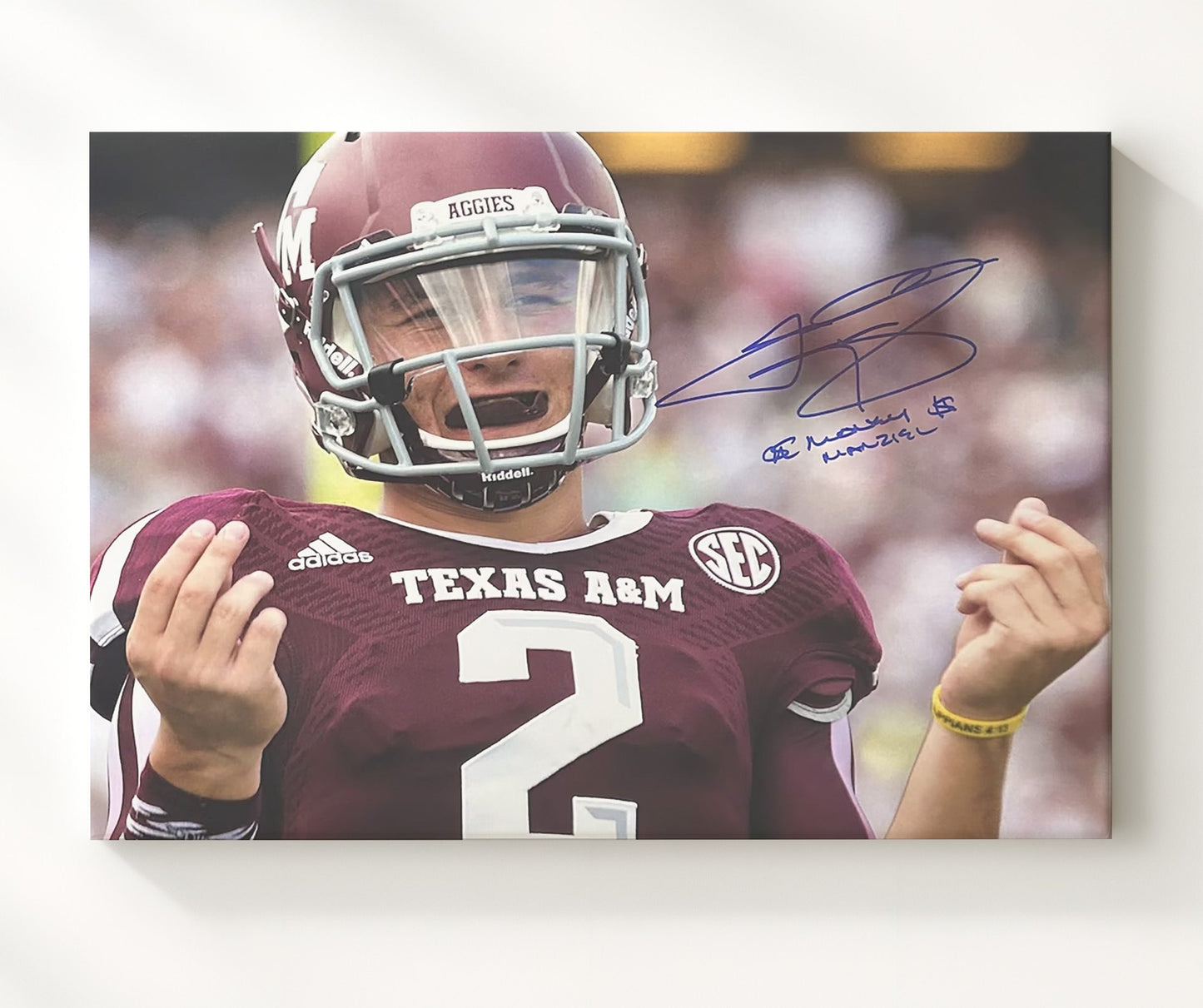 Texas AandM - Johnny Manziel Money Sign Portrait 8x10 Canvas college football wall art