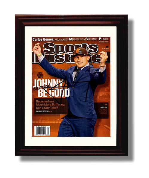 Texas AandM Football Johnny Manziel Draft Night Celebration 2014 SI Cover College Football 8x10 Beveled Frame wall art print – College Football decor