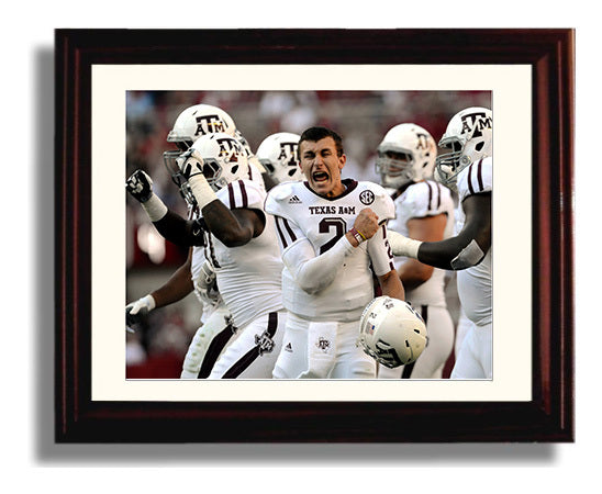 Texas AandM Football - Johnny Manziel Emotional Sideline Celebration 8x10 Beveled Frame college football wall art