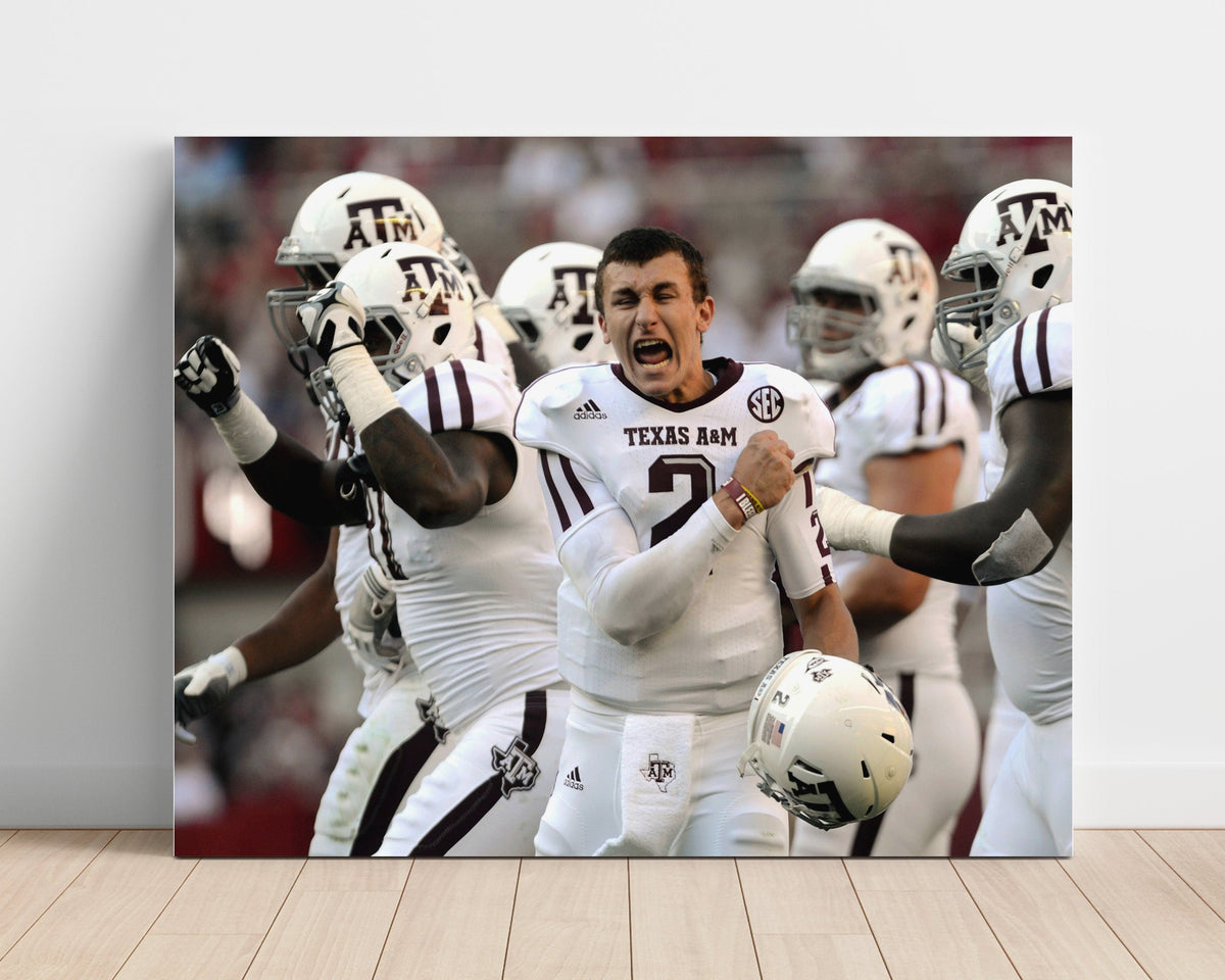 Texas AandM Football - Johnny Manziel Emotional Sideline Celebration 8x10 Unframed Print college football wall art
