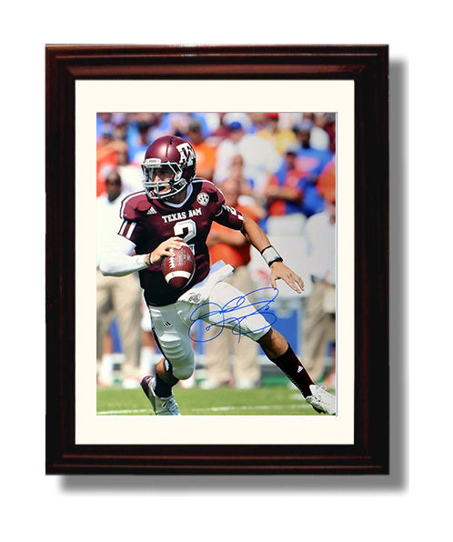 Texas AandM Football Johnny Manziel Scramble Playmaker College Football Wall Art 8x10 Beveled Frame wall art print – College Football decor