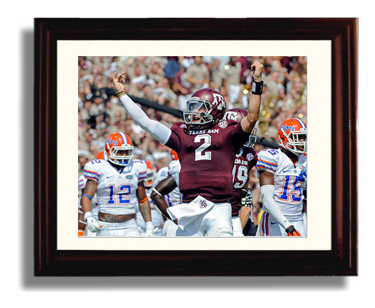 Texas AandM Football - Johnny Manziel Signature Money Celebration 8x10 Beveled Frame college football wall art
