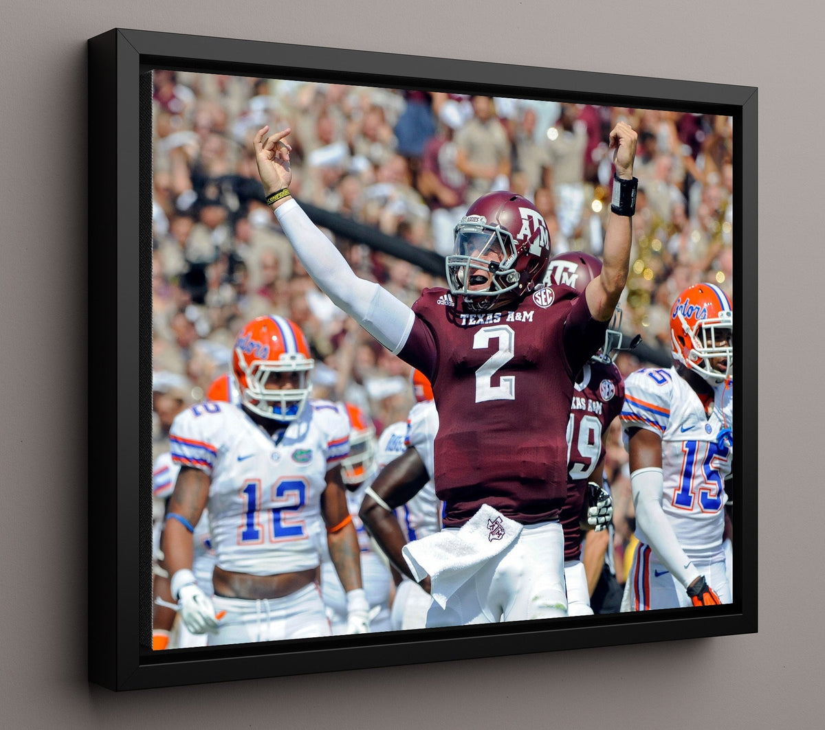 Texas AandM Football - Johnny Manziel Signature Money Celebration 8x10 Framed Canvas college football wall art