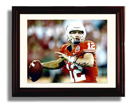 Texas Football Colt McCoy Championship Throw Motion College Football Wall Art 8x10 Beveled Frame wall art print – College Football decor