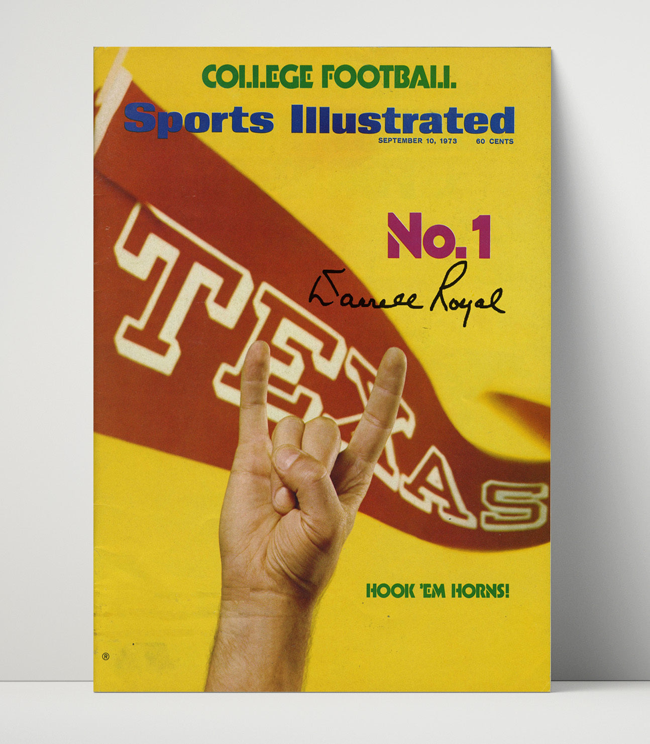 Texas Football Darrell Royal Hook Em Horns SI Cover 1973 College Football Wall Art 16x20 Unframed Print wall art print – College Football decor