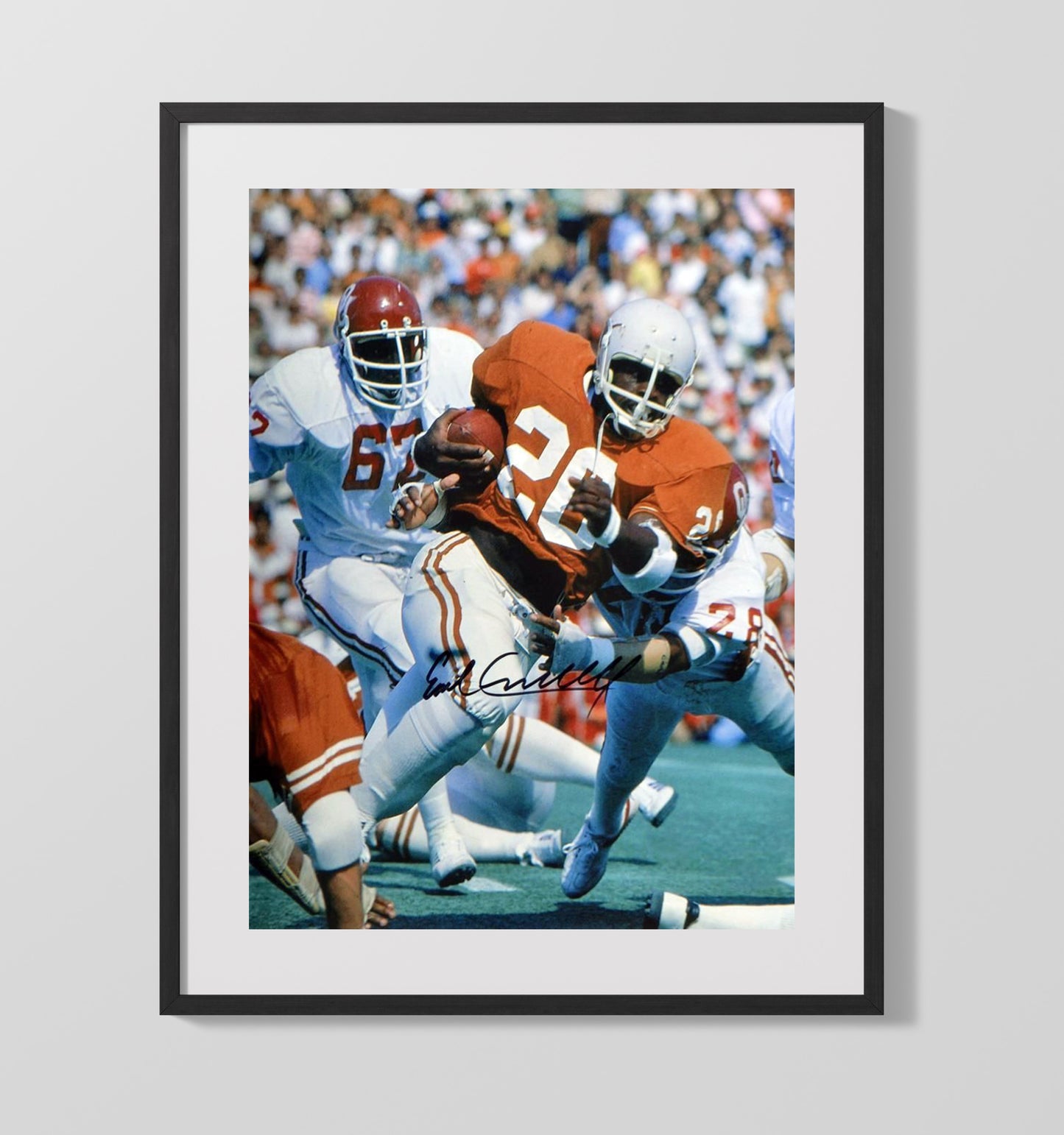 Texas Football Earl Campbell End Zone Drive Tyler Rose College Football Wall Art 16x20 Gallery Frame wall art print – College Football decor