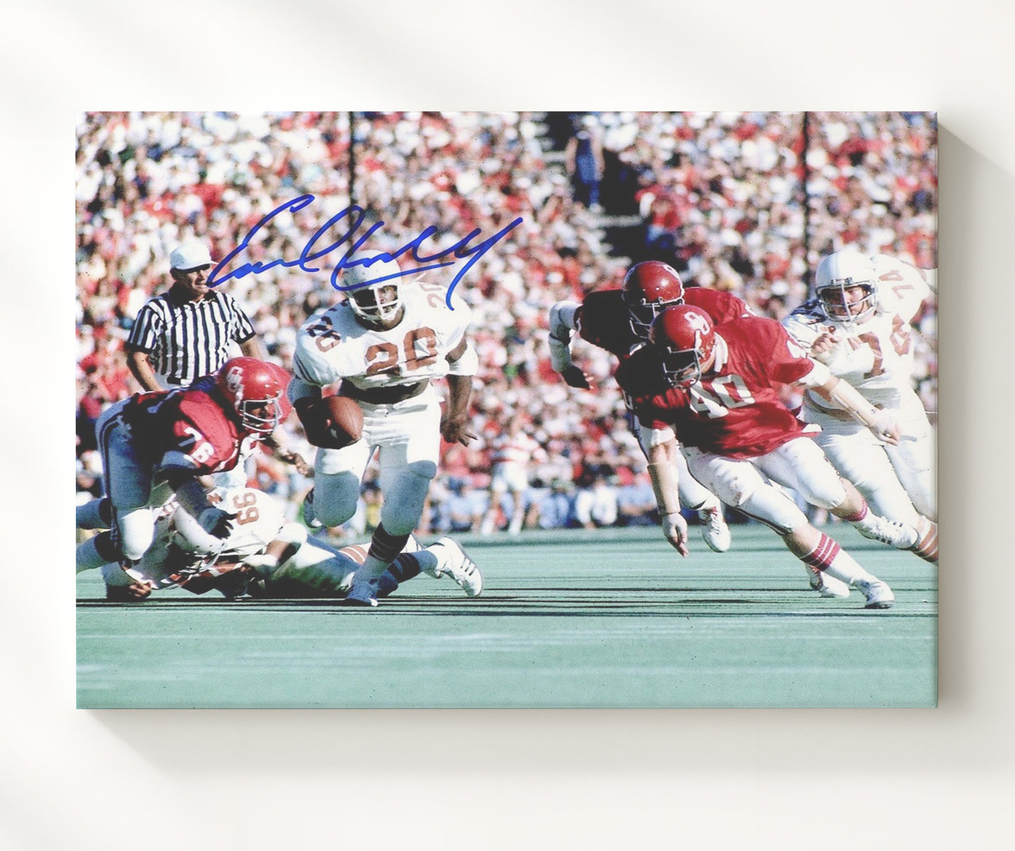 Texas Football Earl Campbell Legendary Power Run College Football Wall Art 20x24 Canvas wall art print – College Football decor