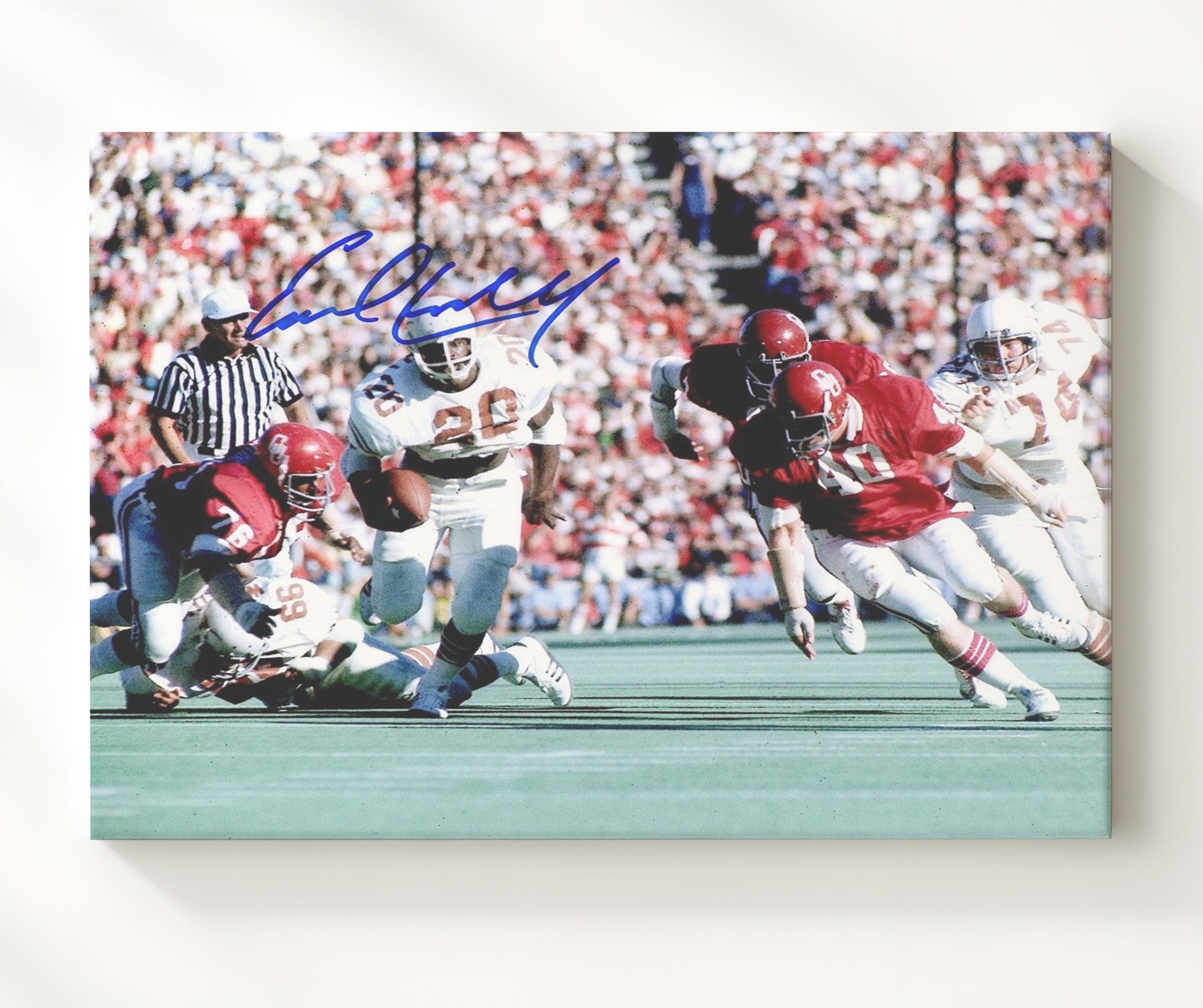 Texas Football Earl Campbell Legendary Power Run College Football Wall Art 20x24 Canvas wall art print – College Football decor