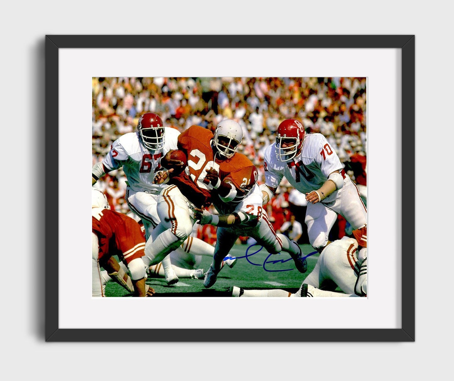 Texas Football Earl Campbell Tyler Rose Power Drive College Football Wall Art 16x20 Gallery Frame wall art print – College Football decor
