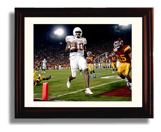 Texas Football Vince Young Goal Line Championship Run College Football Wall Art 8x10 Beveled Frame wall art print – College Football decor