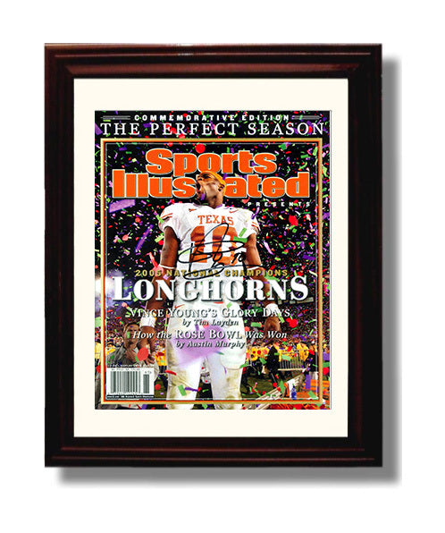 Texas Football Vince Young National Championship Celebration SI Cover 2005 College Football 8x10 Beveled Frame wall art print – College Football decor