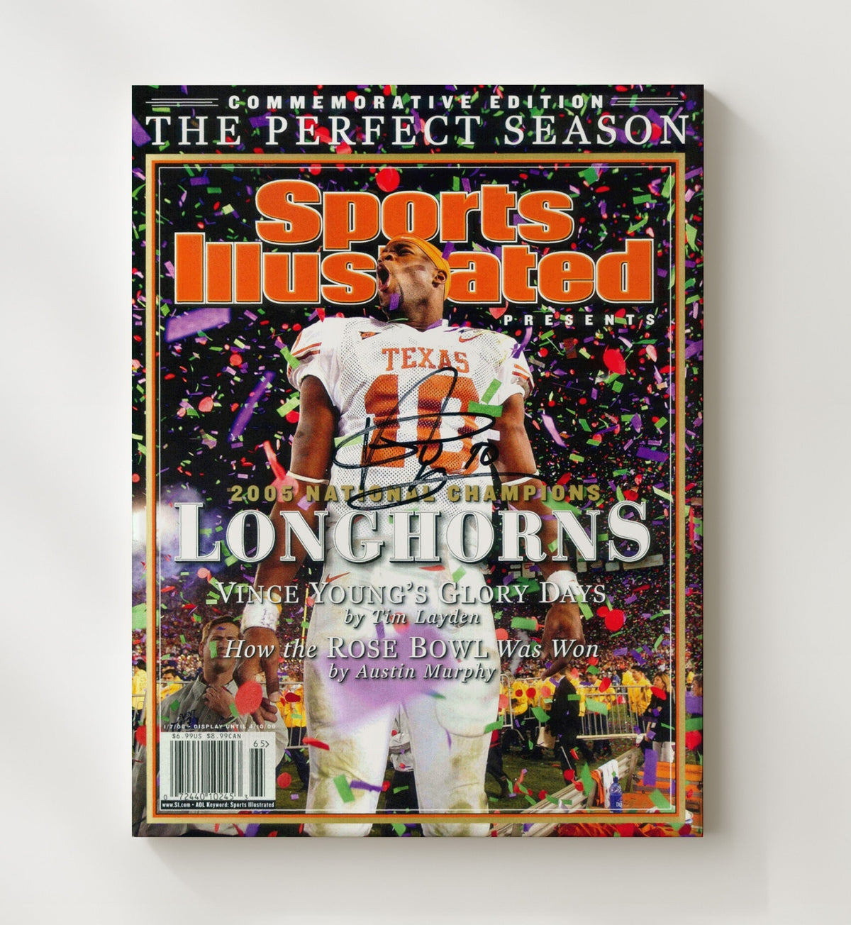Texas Football - Vince Young National Championship Celebration SI Cover 2005 8x10 Canvas college football wall art