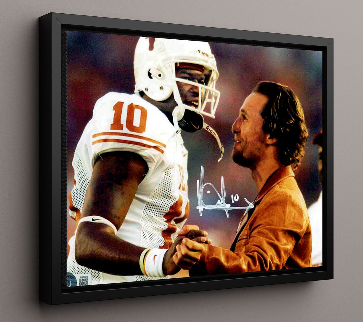 Texas Football - Vince Young Sideline Moment with Matthew McConaughey 8x10 Framed Canvas college football wall art