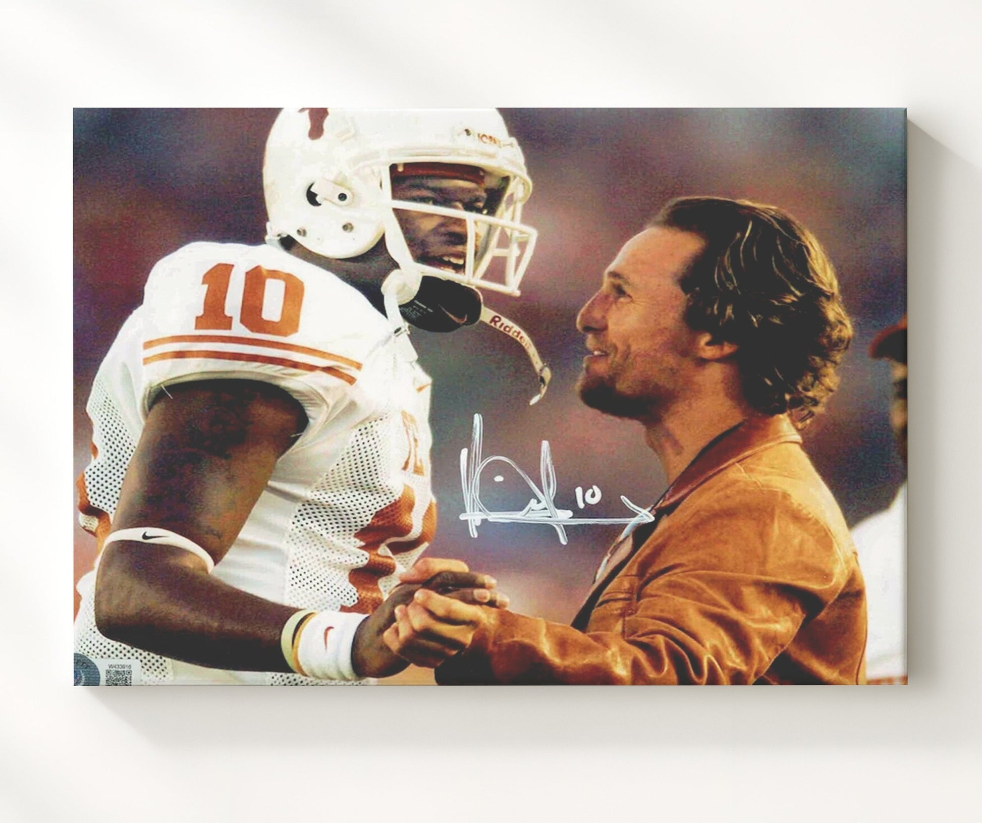 Texas Football - Vince Young Sideline Moment with Matthew McConaughey 8x10 Canvas college football wall art