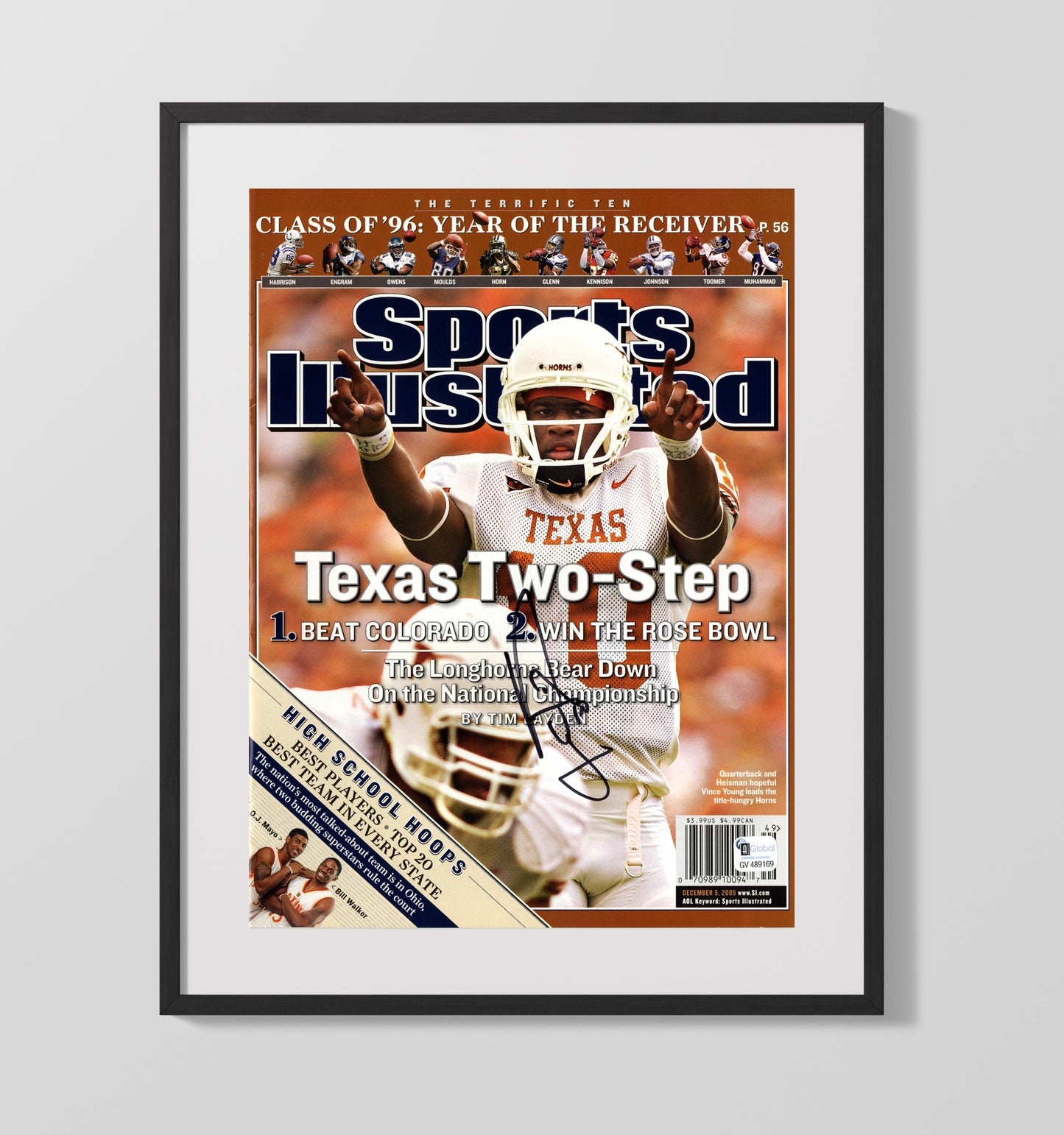 Texas Football Vince Young Texas Two Step Championship Run 2005 SI College Football Wall Art 16x20 Gallery Frame wall art print – College Football decor