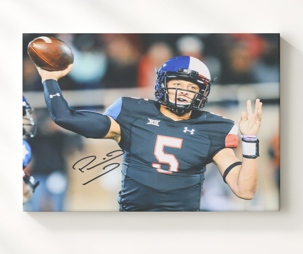 Texas Tech Football - Patrick Mahomes Gunslinger Deep Throw 8x10 Canvas college football wall art