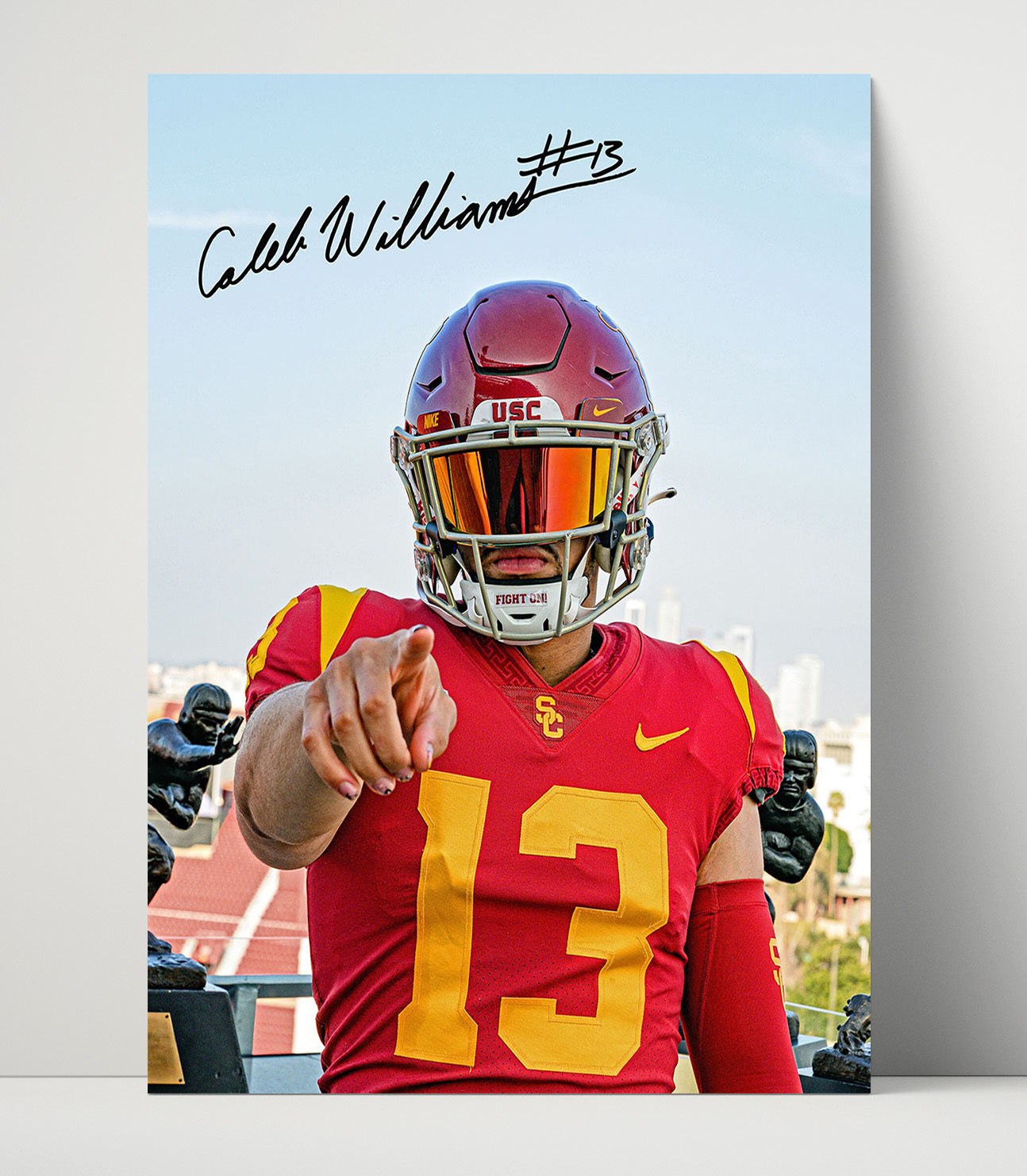 USC Football Caleb Williams Heisman Pose Fight On Future College Football Wall Art 16x20 Unframed Print wall art print – College Football decor