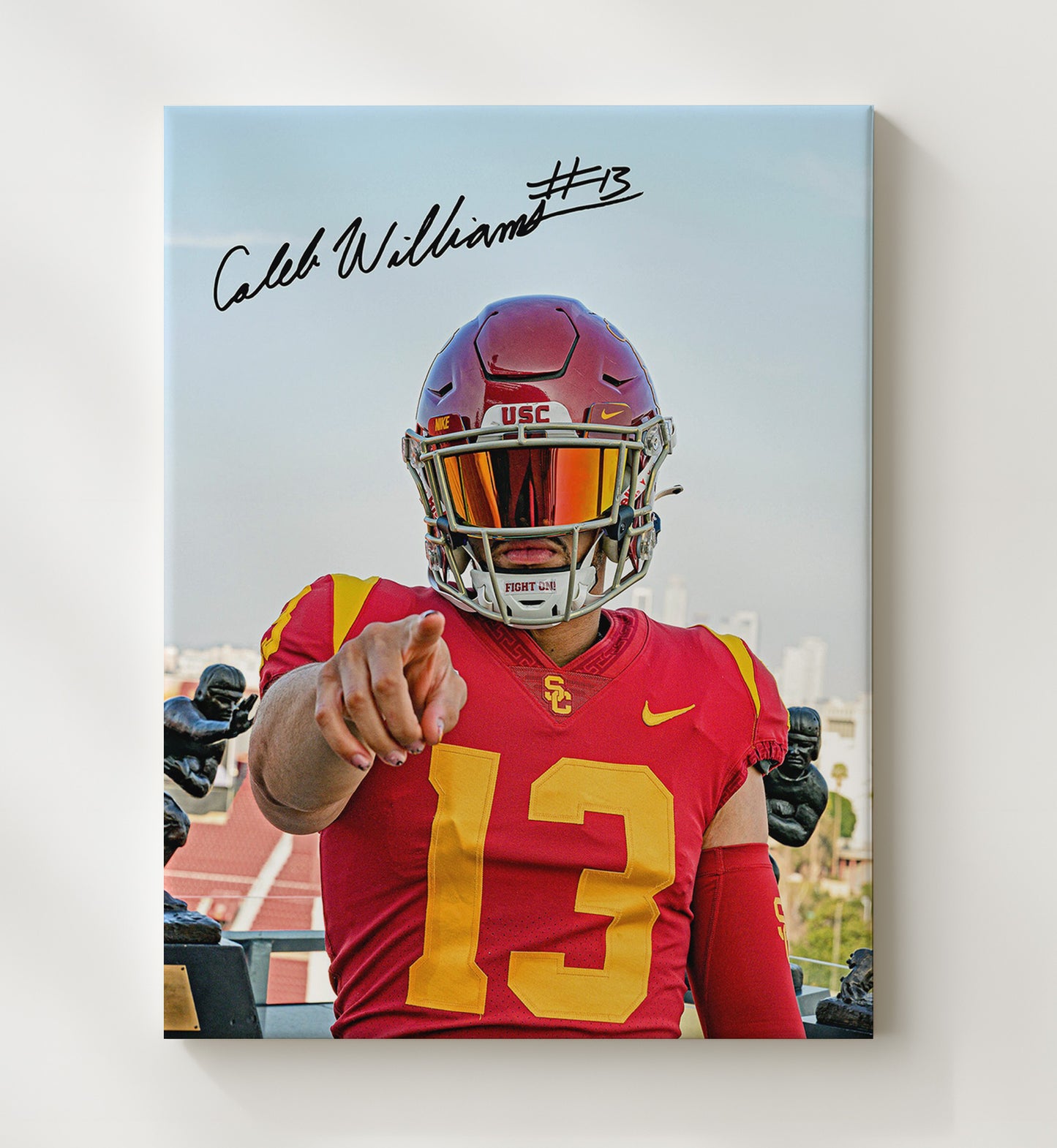 USC Football Caleb Williams Heisman Pose Fight On Future College Football Wall Art 20x24 Canvas wall art print – College Football decor