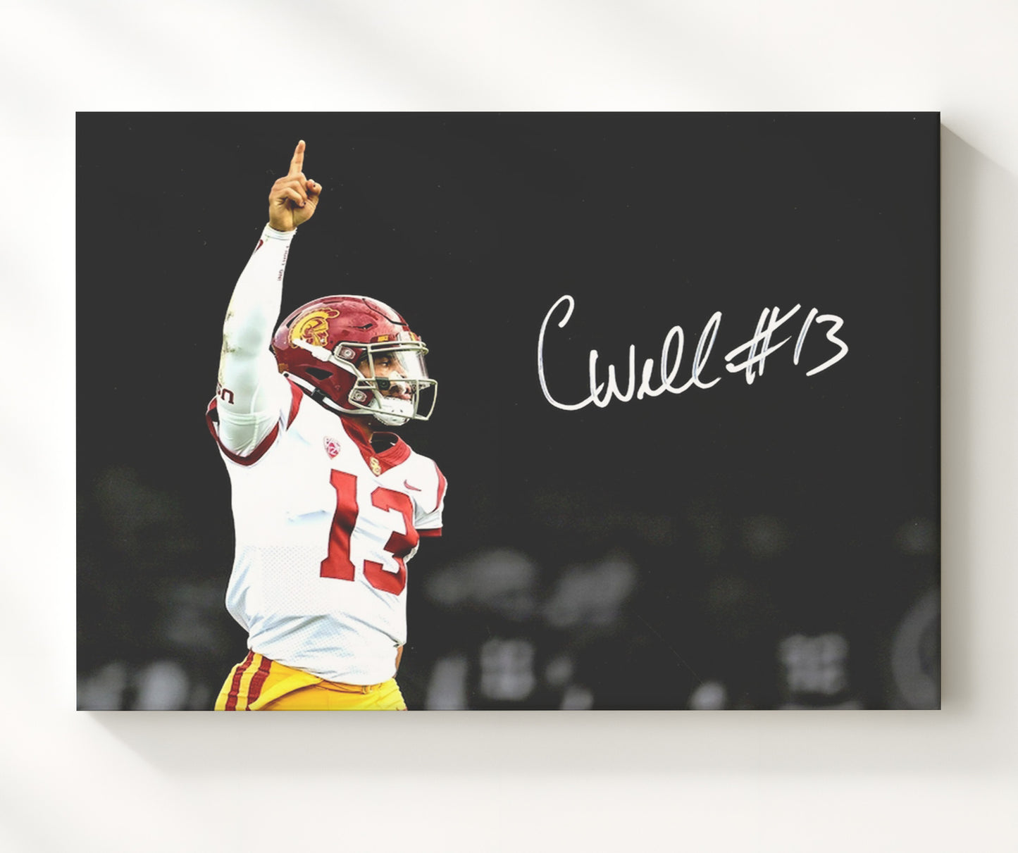 USC Football - Caleb Williams Heisman Spotlight Victory Pose 8x10 Canvas college football wall art