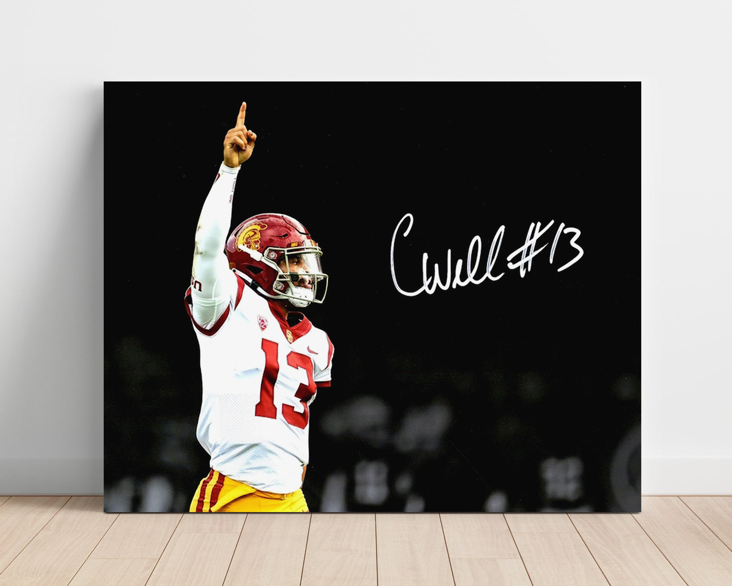 USC Football Caleb Williams Heisman Spotlight Victory Pose College Football Wall Art 16x20 Unframed Print wall art print – College Football decor