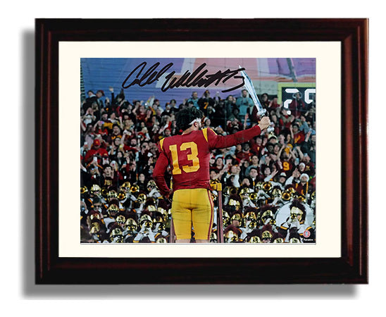 USC Football Caleb Williams Sword Celebration Band Leadership Moment College Football Wall Art 8x10 Beveled Frame wall art print – College Football decor