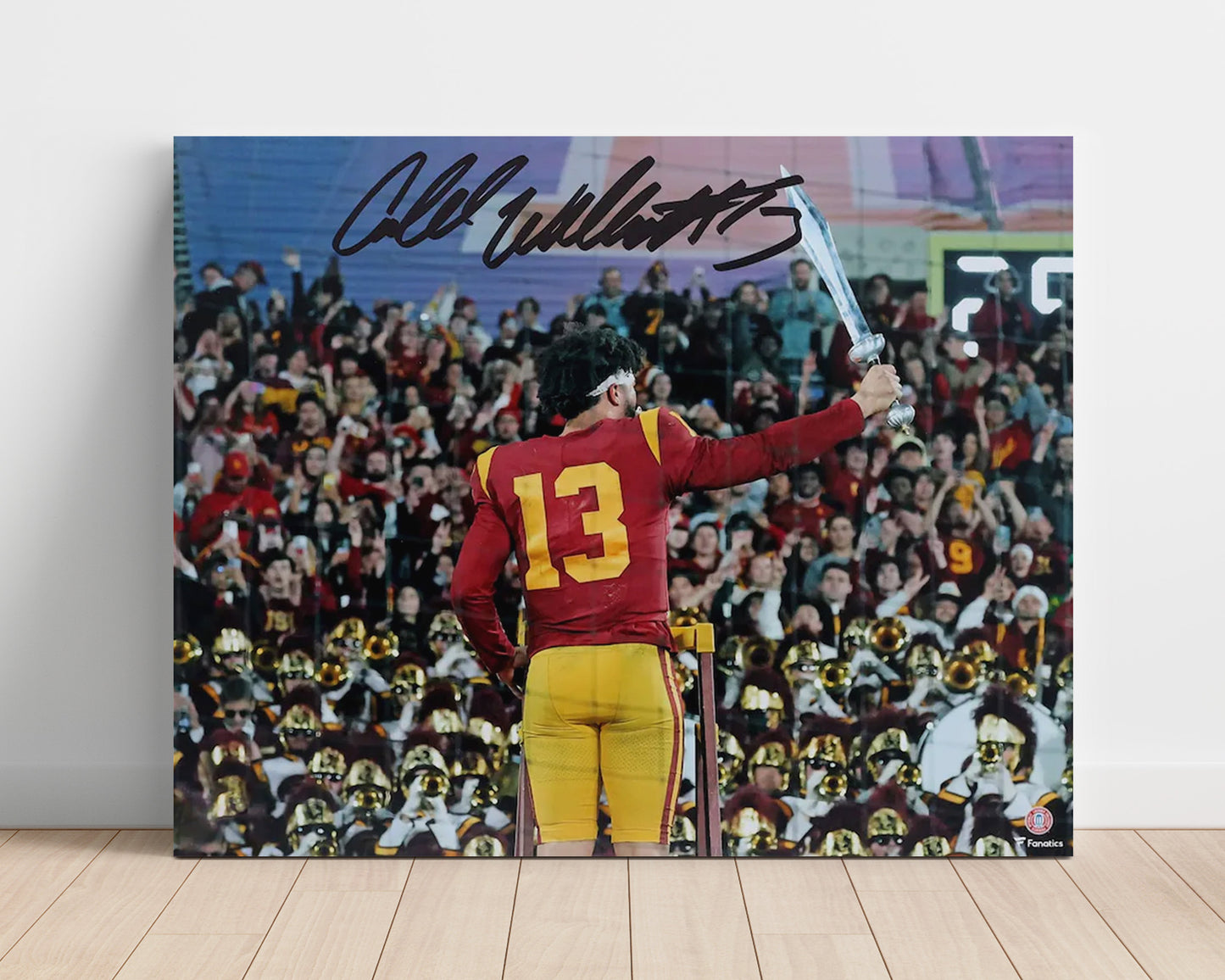 USC Football Caleb Williams Sword Celebration Band Leadership Moment College Football Wall Art 16x20 Unframed Print wall art print – College Football decor