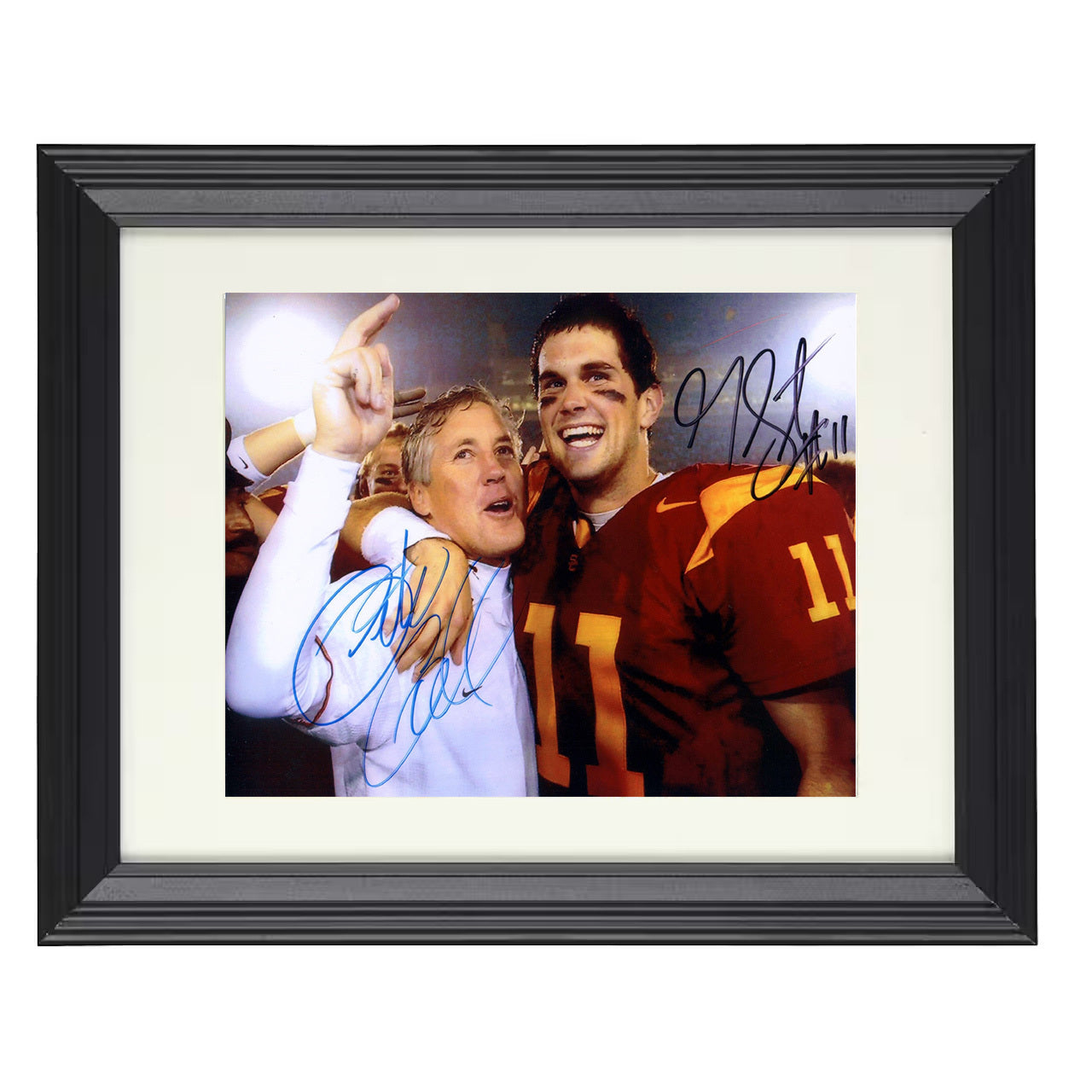 USC Football Carroll and Leinart Championship Sideline Bond 8x10 black beveled frame college football wall art